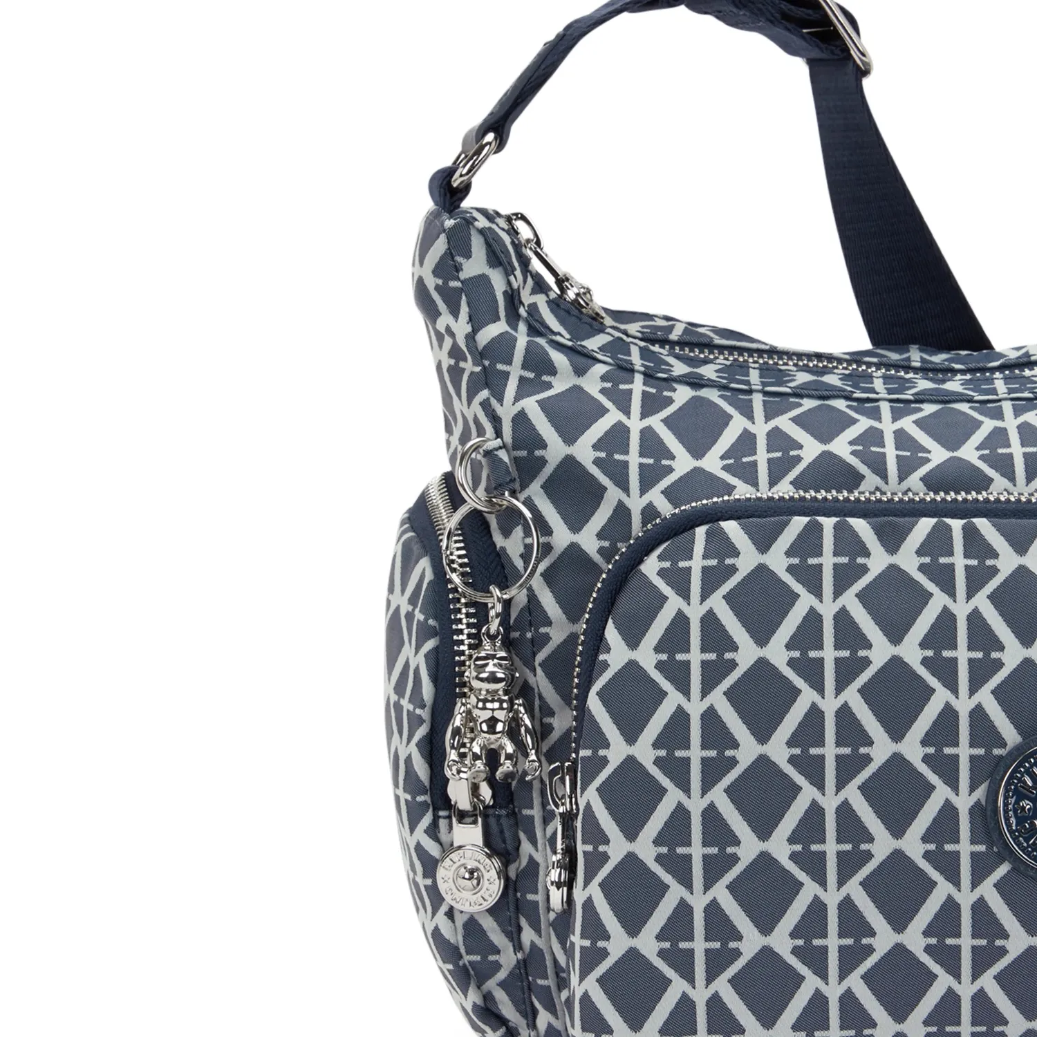 Kipling Gabb S crossbodytas Navy Sign Jacquard Medium trekkoord