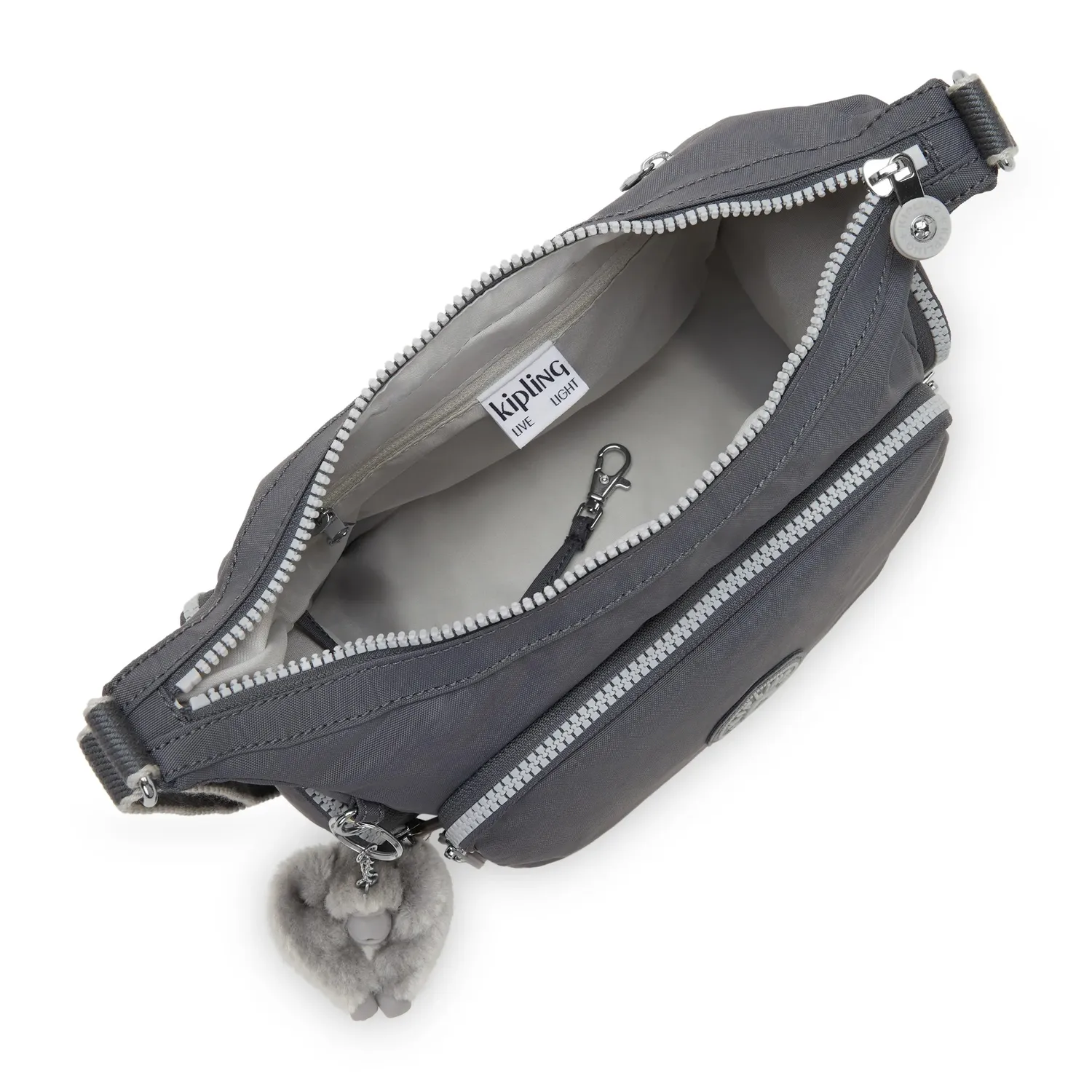 Kipling Gabb S crossbodytas Medium Moonlit Grey met sleutelkoord