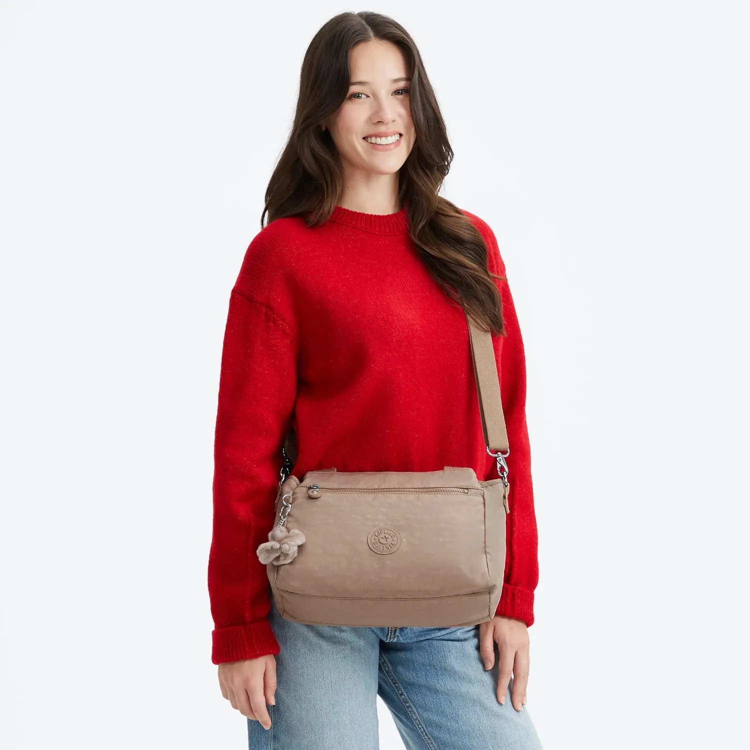 Kipling Elysia schoudertas Tan Beige medium crossbody