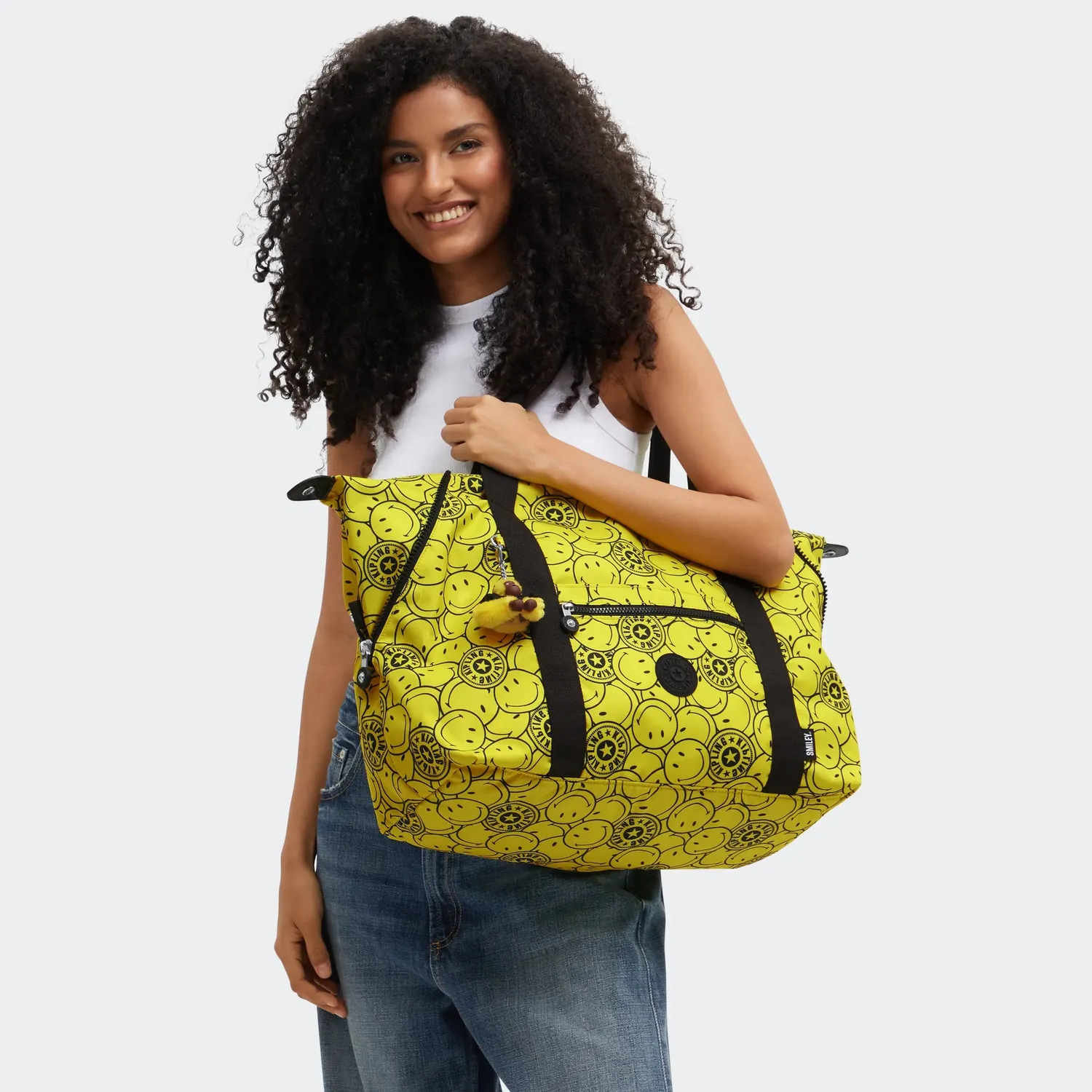 Kipling Art M draagtas Yellow Fun Ball groot Smiley