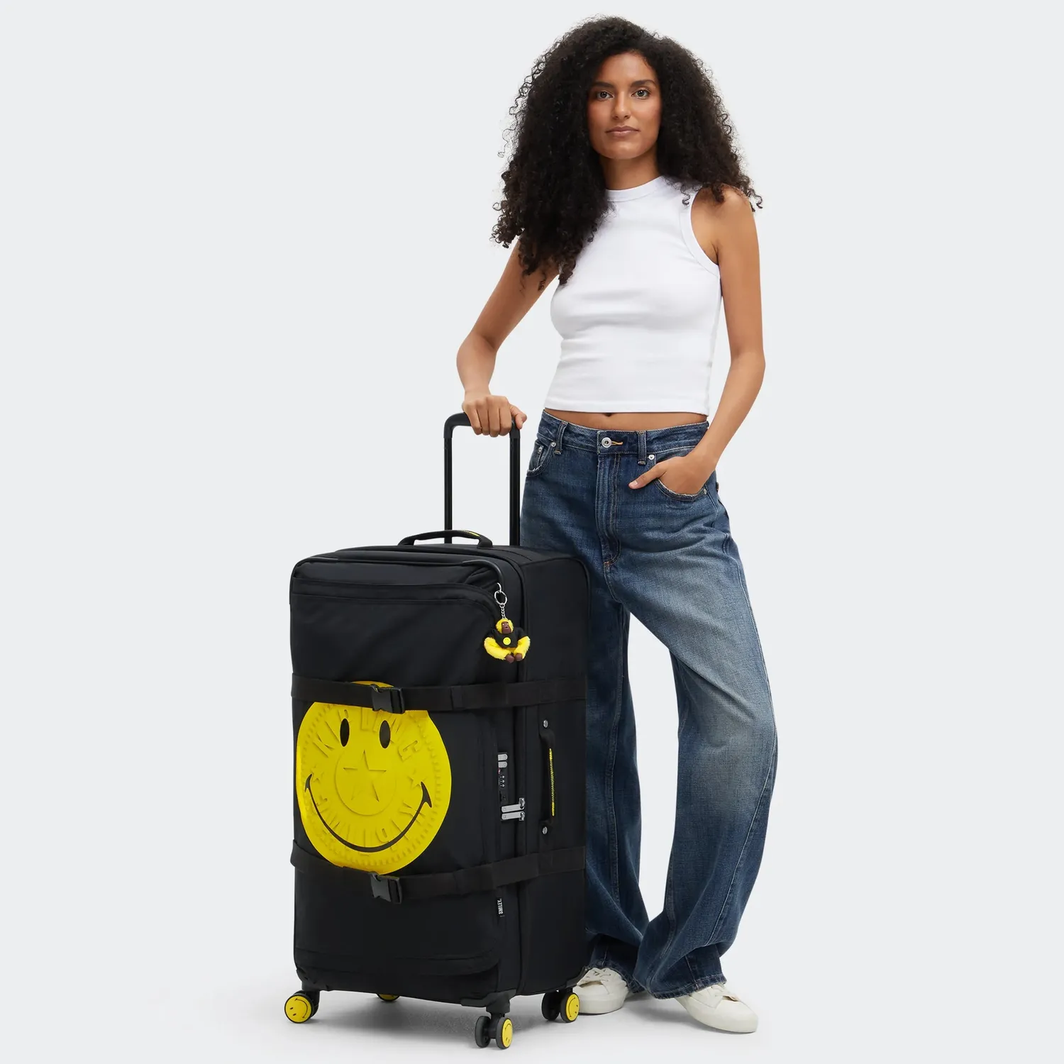 Kipling Spontaneous L koffer Yellow Fun Black Smiley