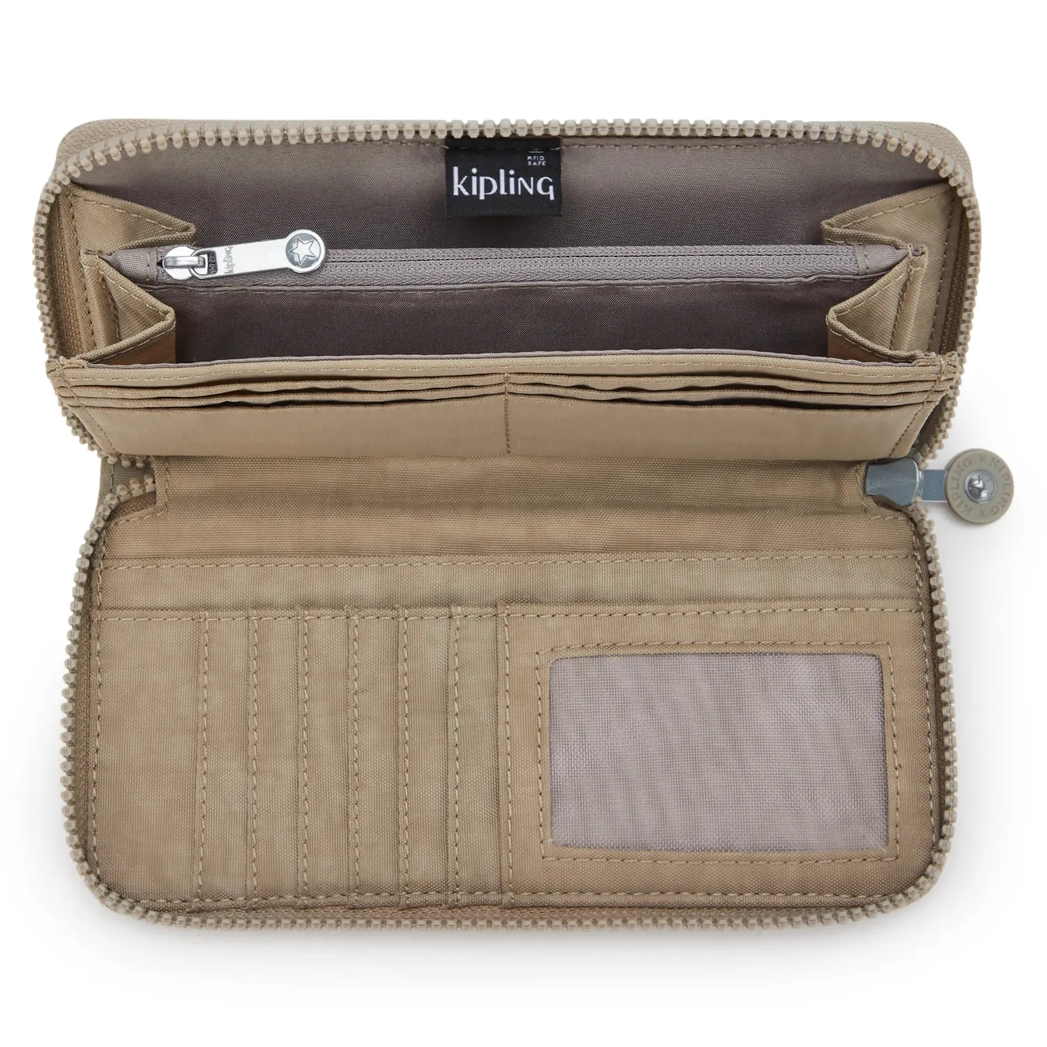 Kipling Money World grote portemonnee Soft Taupe effen