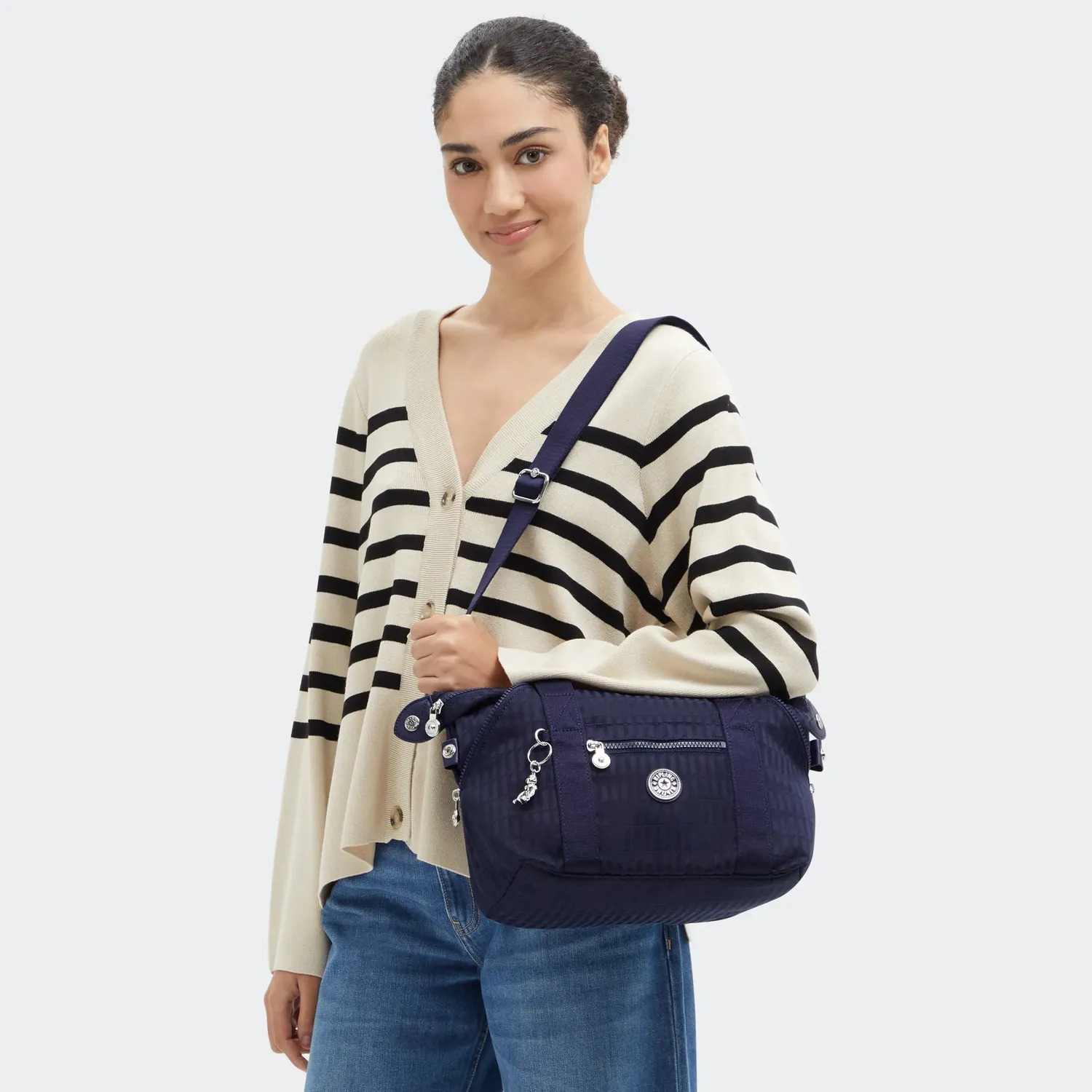 Kipling Art Mini schoudertas Night Tile Jacquard klein