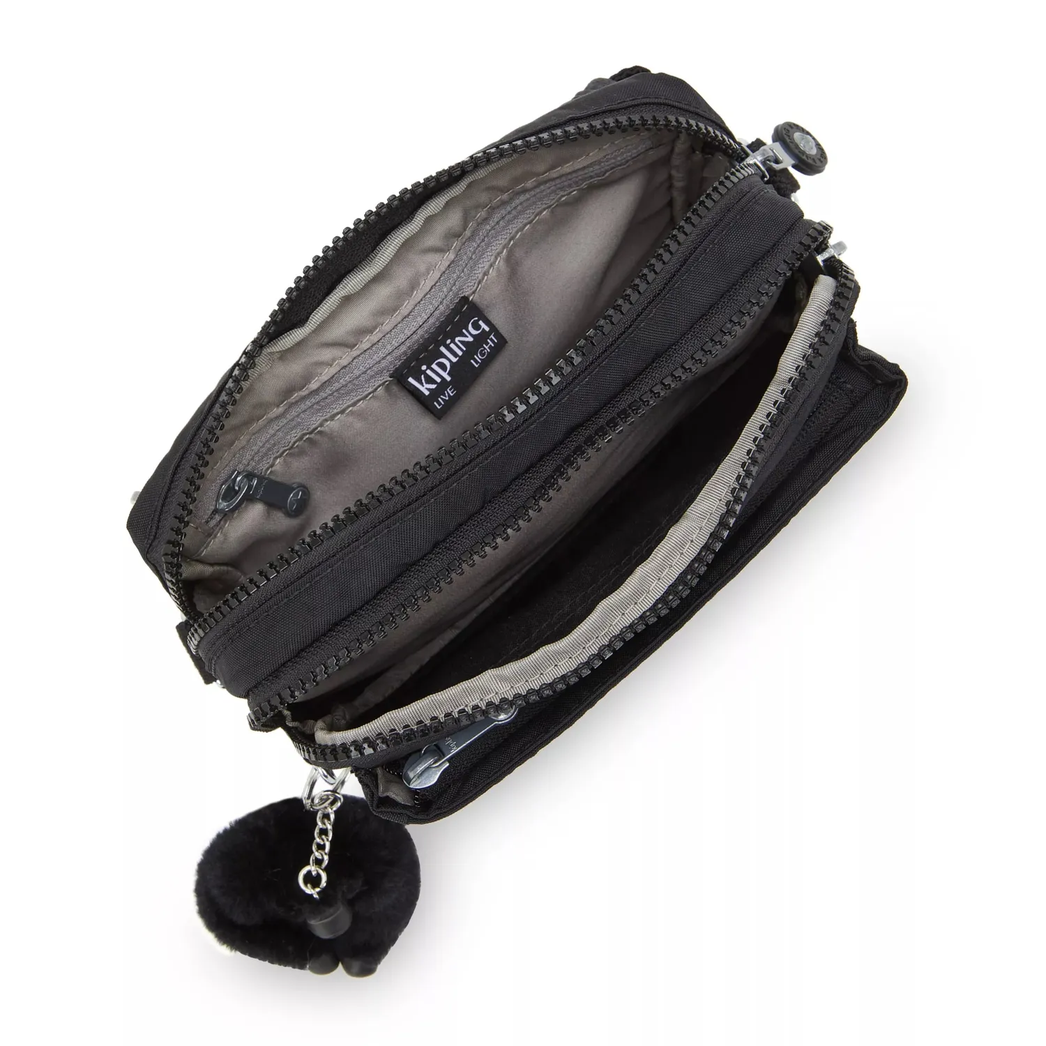 Kipling Abanu Multi crossbody tas Klein Black Noir ritsvakken