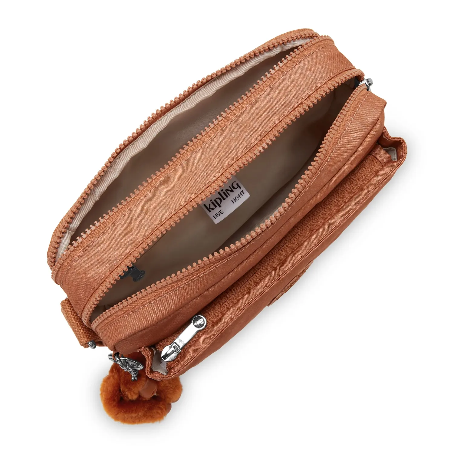 Kipling Abanu M crossbody tas Medium Copper Glimmer glans