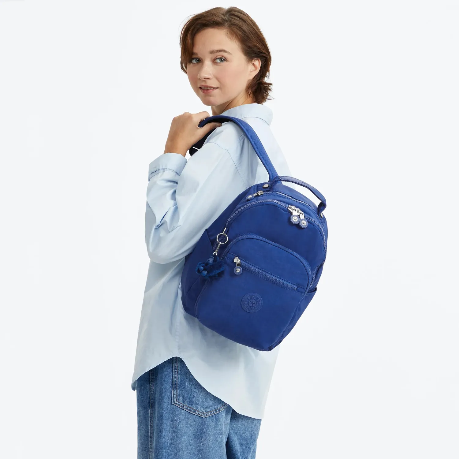 Kipling Seoul S kleine rugzak Blazing Blue met 11 inch tabletvak
