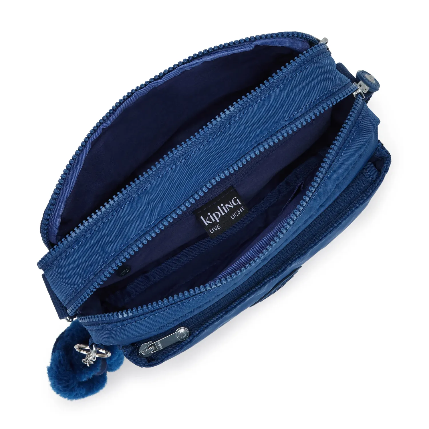 Kipling Abanu M schoudertas Medium Casual Blue 2 ritsvakken