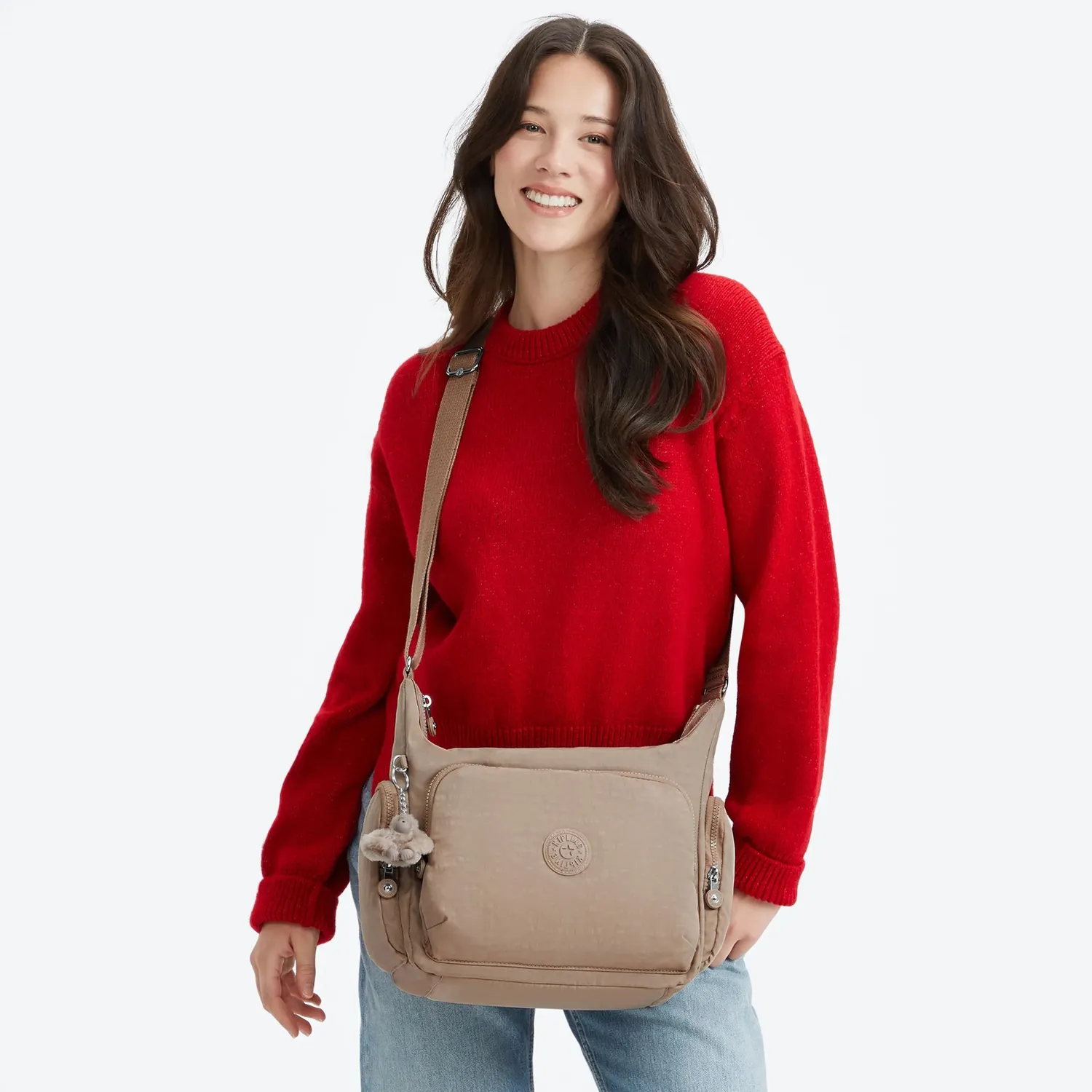 Kipling Gabb crossbodytas Groot Tan Beige zandkleur