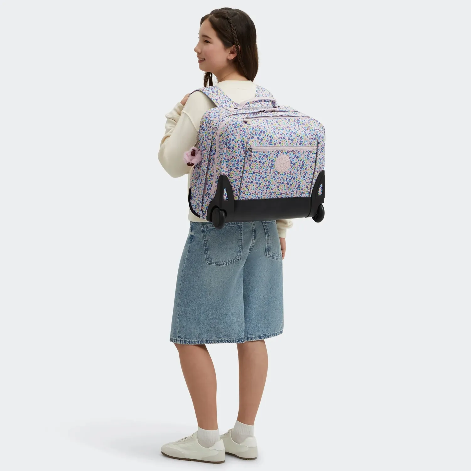 Kipling Giorno rugzak Digi Flower groot met wieltjes
