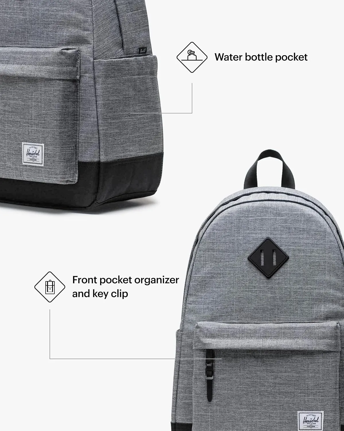Herschel Heritage rugzak Raven Crosshatch canvas