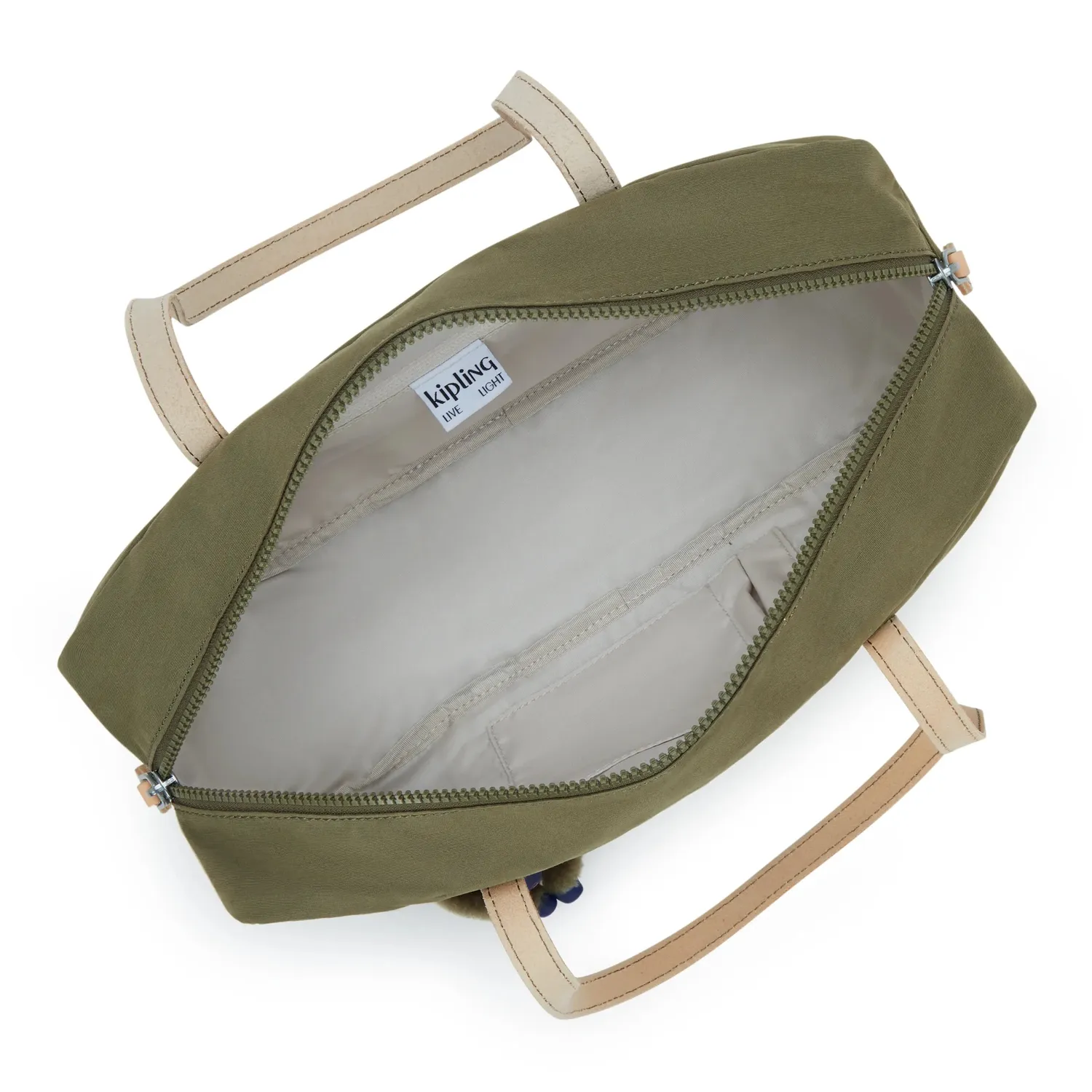 Kipling Naira schoudertas Cotton Khaki Klein handig ingedeeld