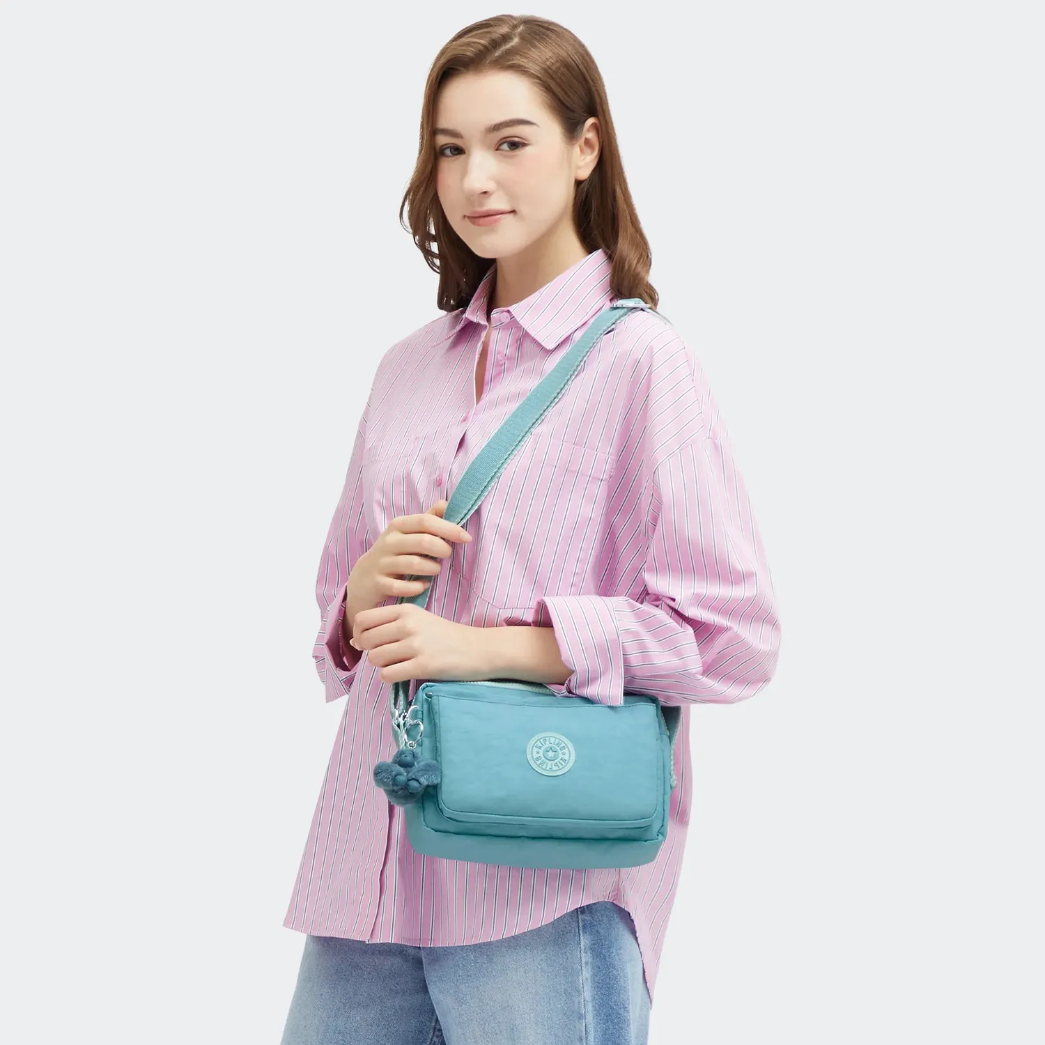 Kipling Abanu M crossbody tas Blue Cool – 2 vakken