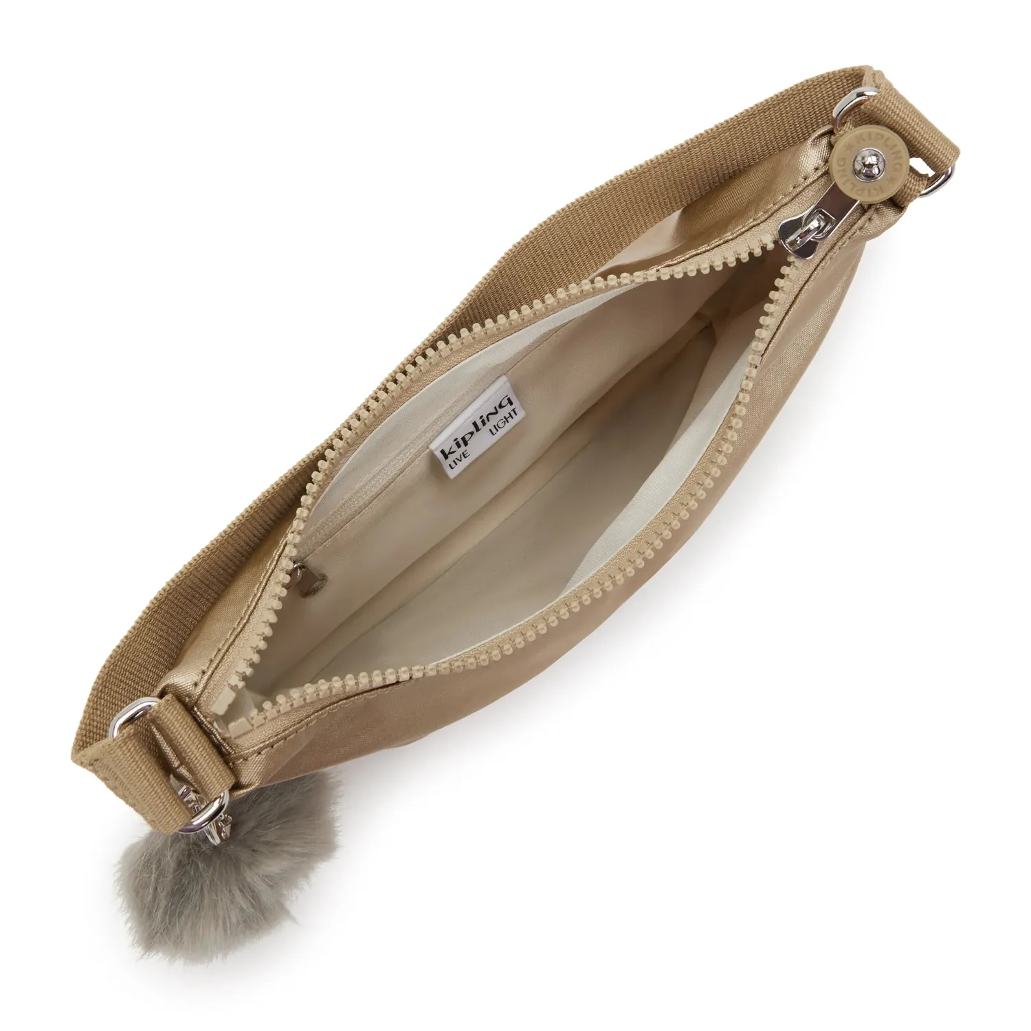 Kipling Amani schoudertas Echoey Gold klein metallic