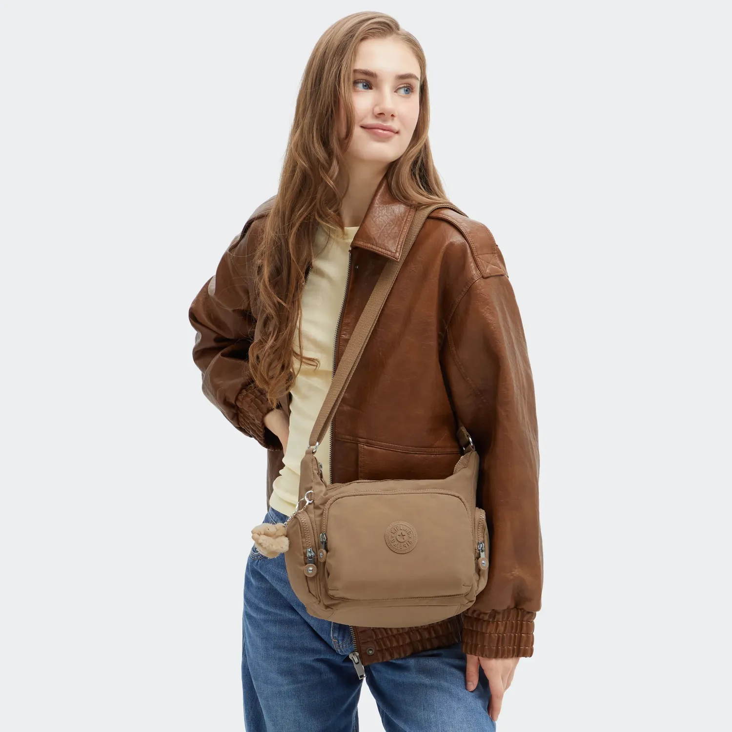 Kipling Gabb S crossbodytas Early Tan Medium verstelbaar