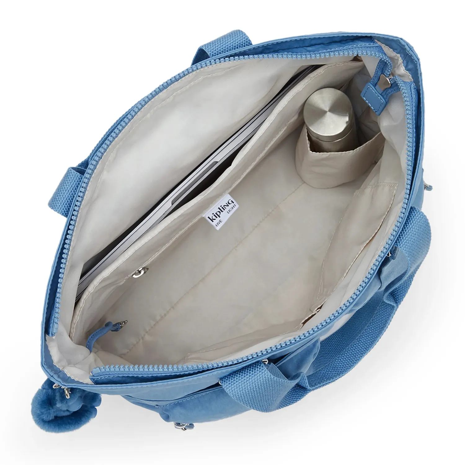 Kipling India grote shopper vintage blue met laptopvak