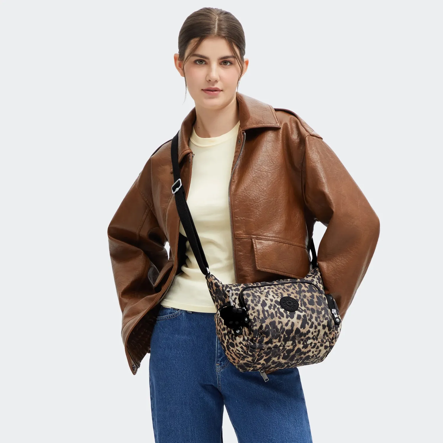 Kipling Gabb S crossbodytas Medium Wild Leopard met ritsvakken