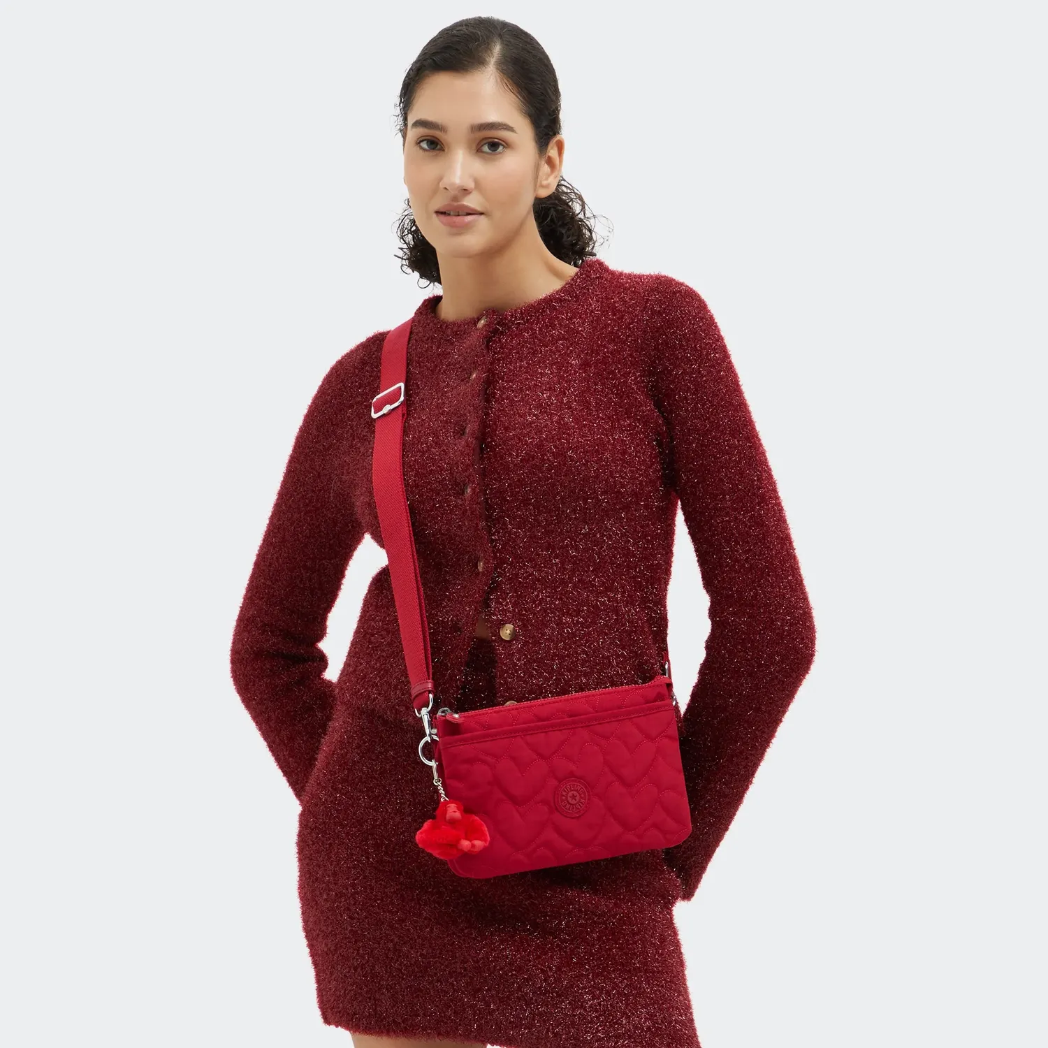 Kipling Riri crossbodytas klein Many Hearts Red harten