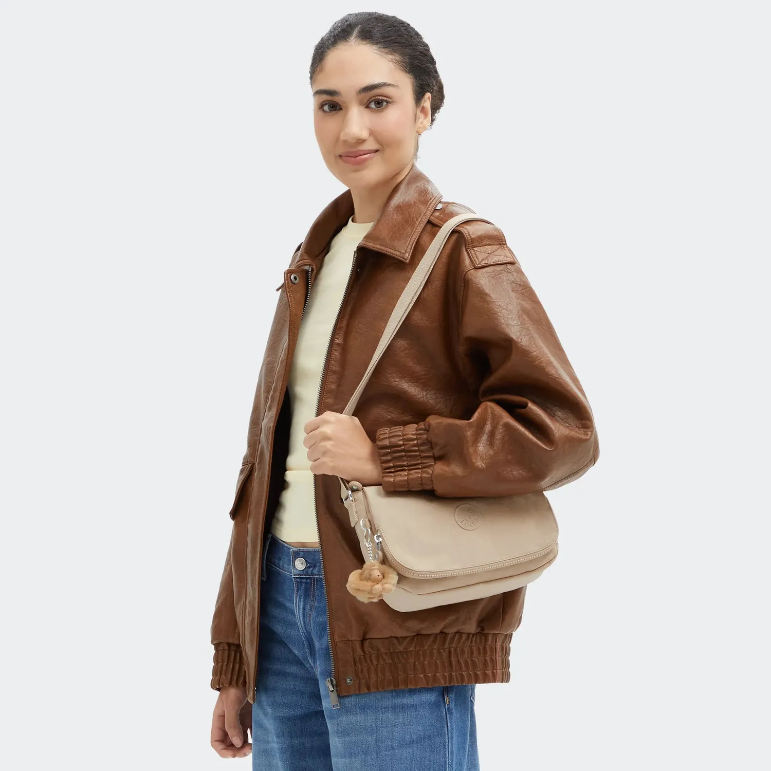Kipling Earthbeat S handtas Klein sparkled beige crossbody