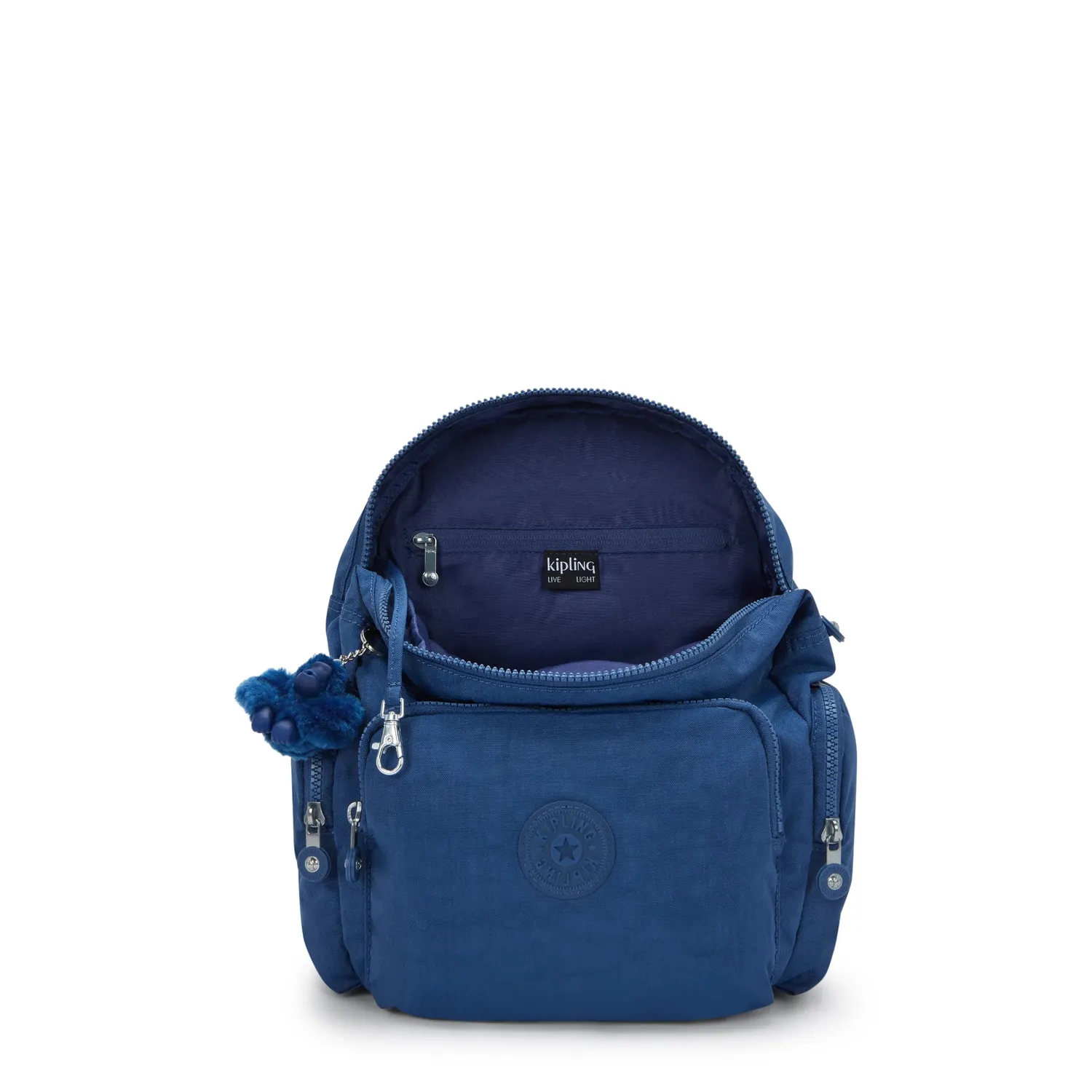 Kipling City Zip S rugzak Casual Blue klein met achtervak