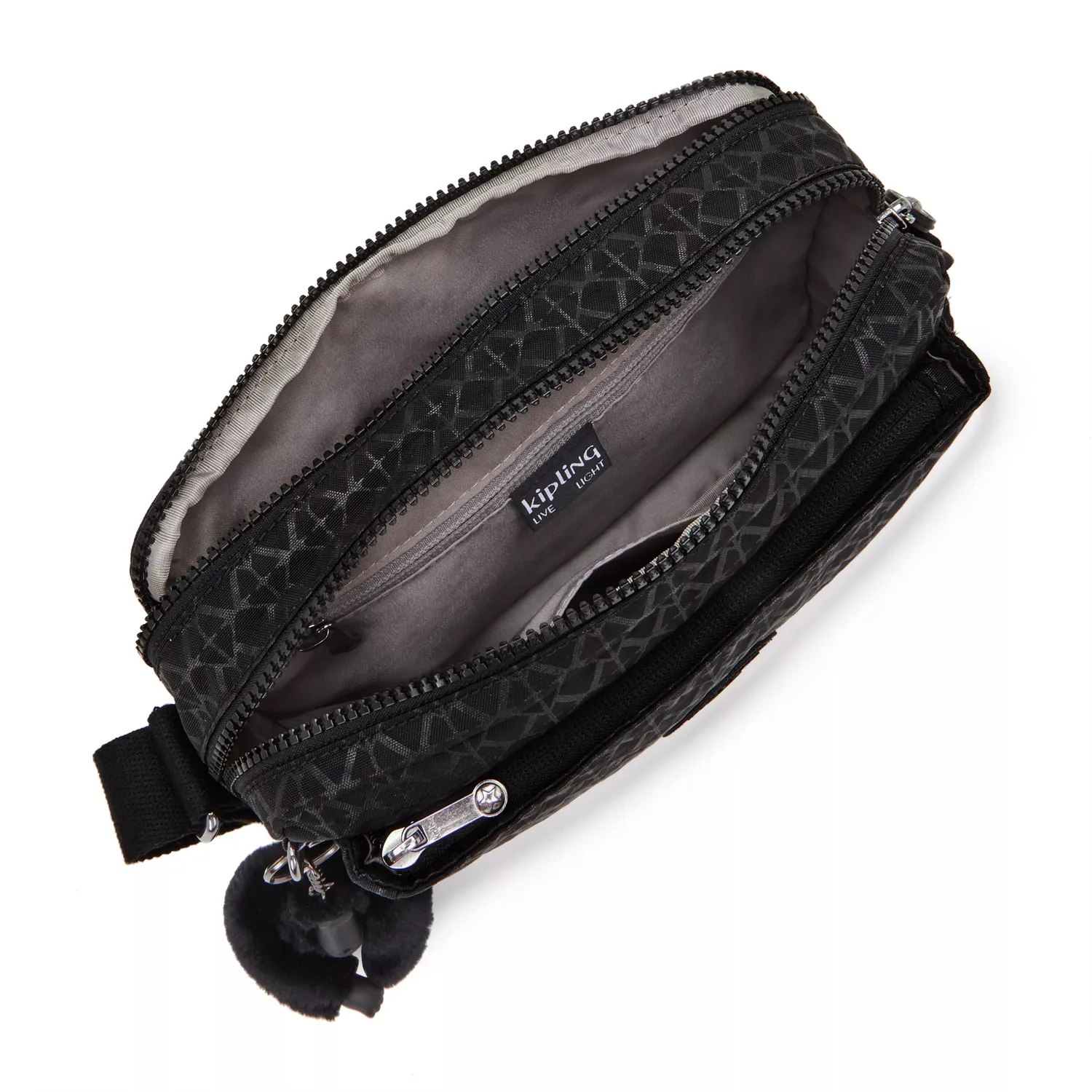 Kipling Abanu M crossbody tas Signature Emb medium met ritsvakken