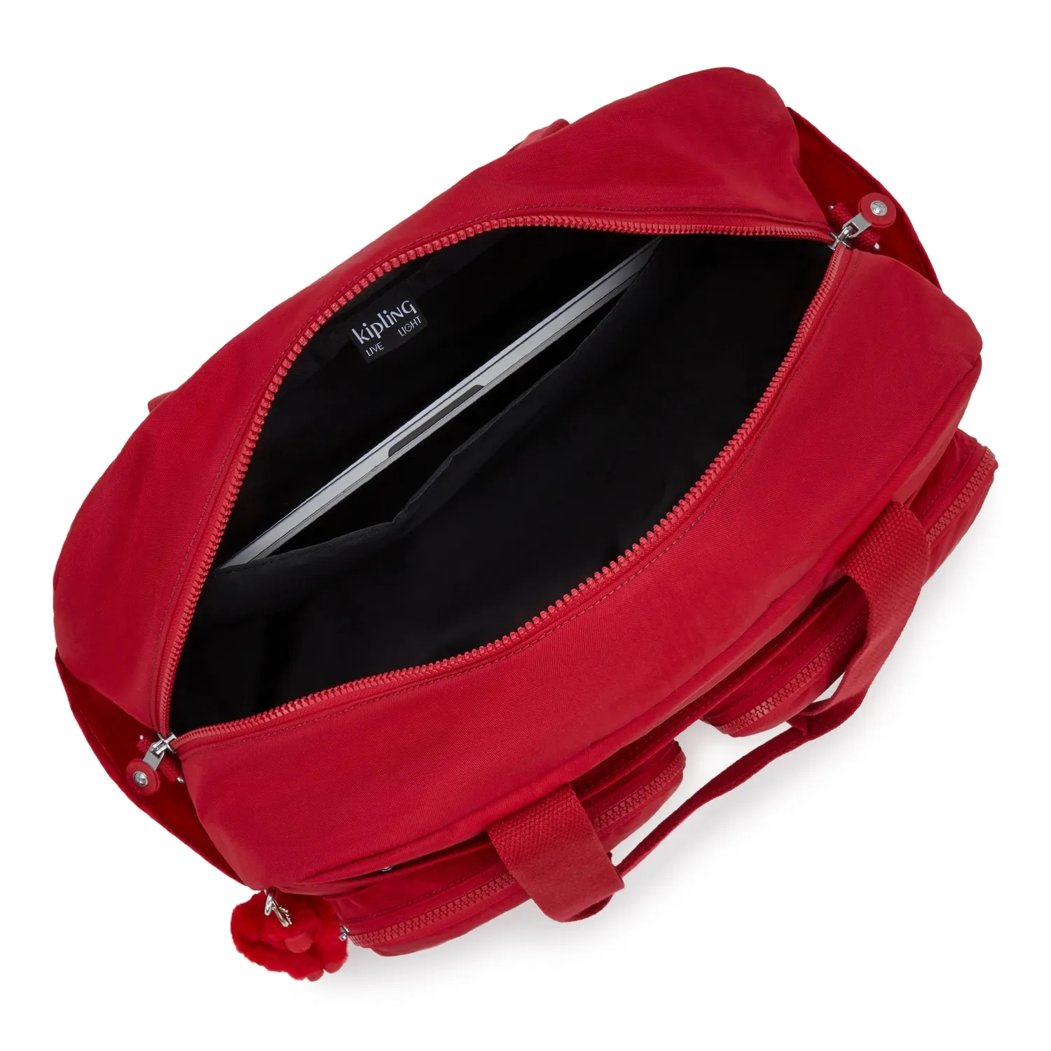 Kipling Defea XL weekendtas Medium Ruby Red met laptopvak