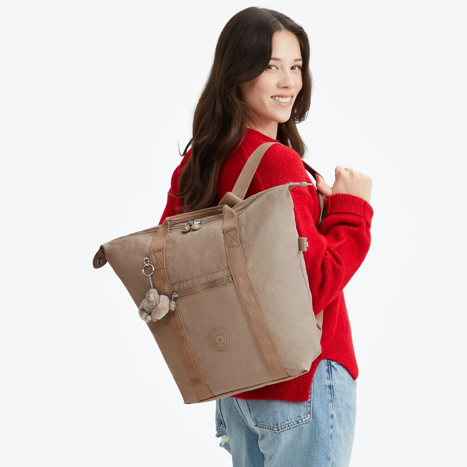 Kipling New Art rugzak Tan Beige Medium 15 inch