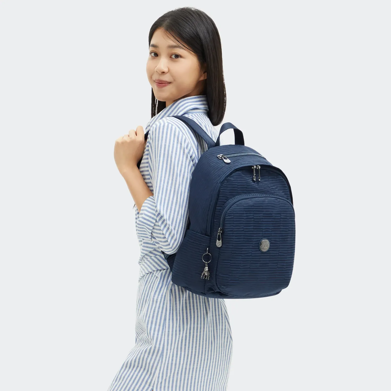 Kipling Delia rugzak Medium Night Ocean Jacquard vakken