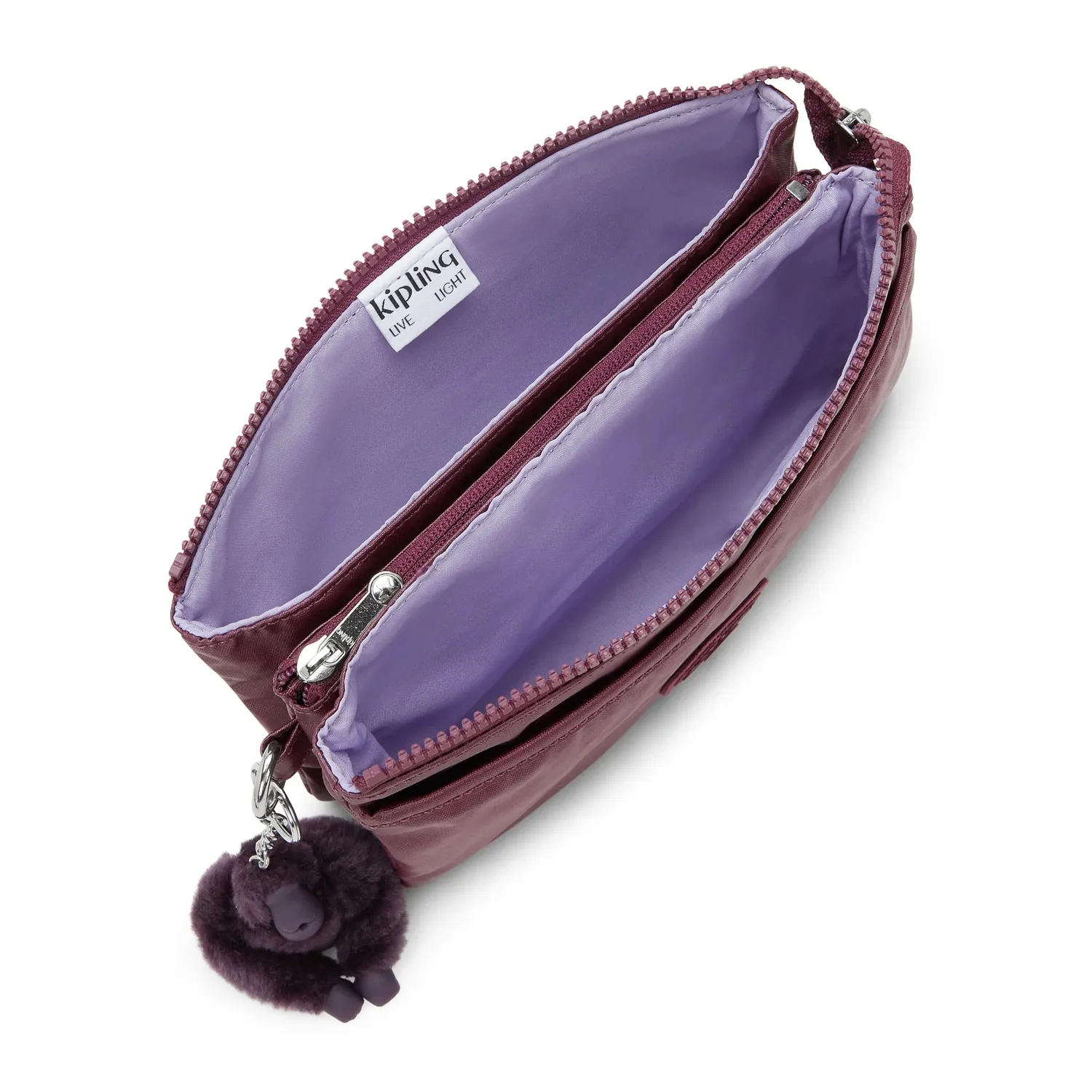 Kipling Riri crossbodytas klein Grape Wine Metallic glans