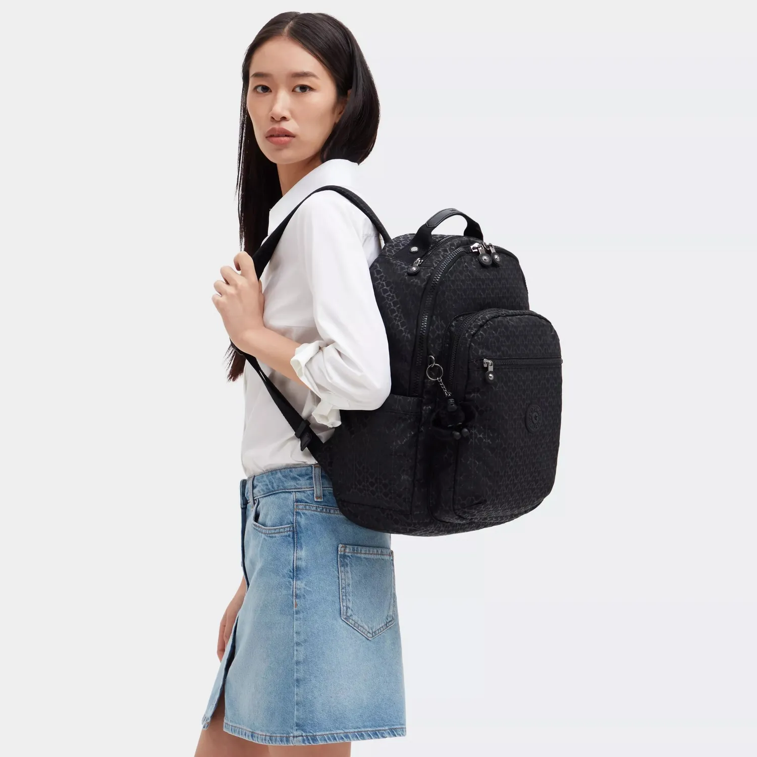 Kipling Seoul rugzak Groot Signature Emb werk