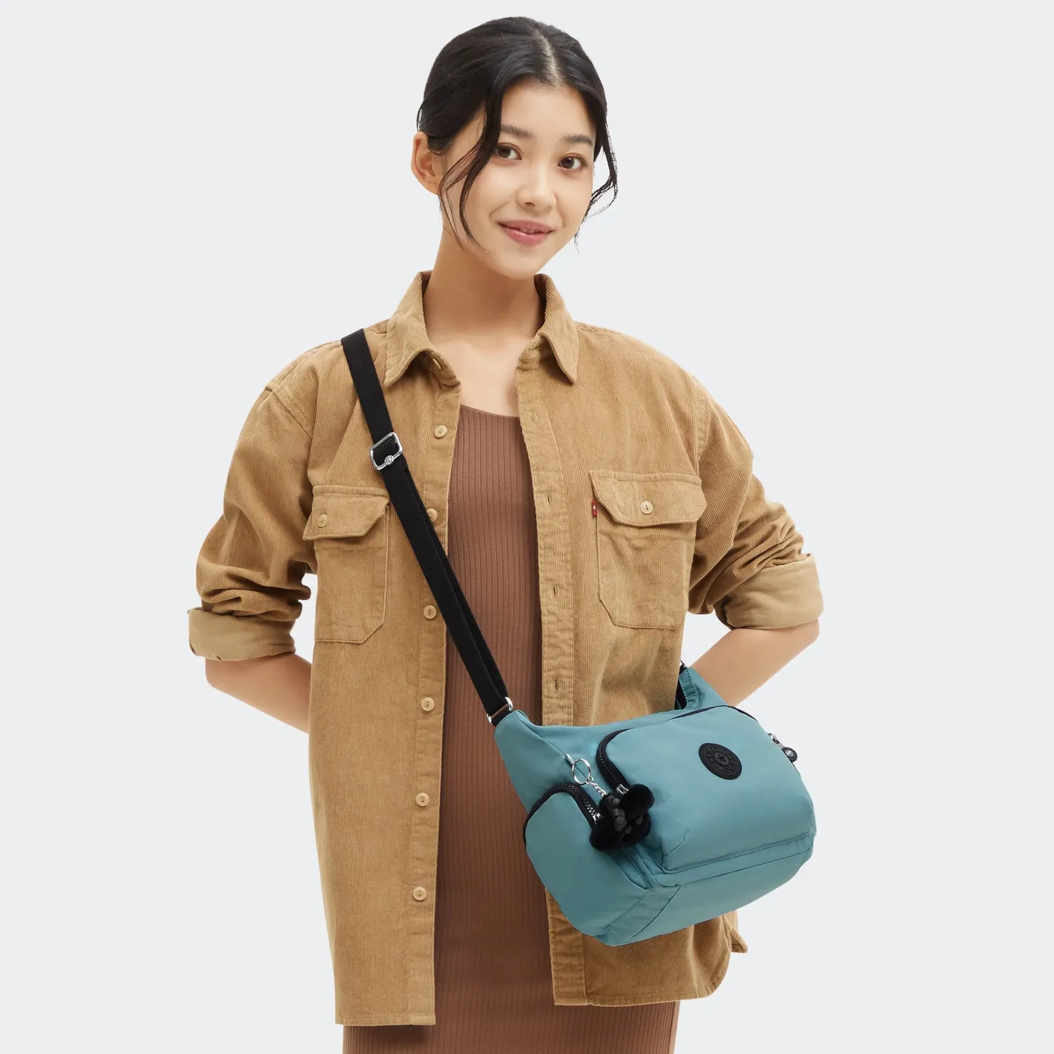 Kipling Gabb S crossbodytas Medium Muted Sage met sleutelkoord