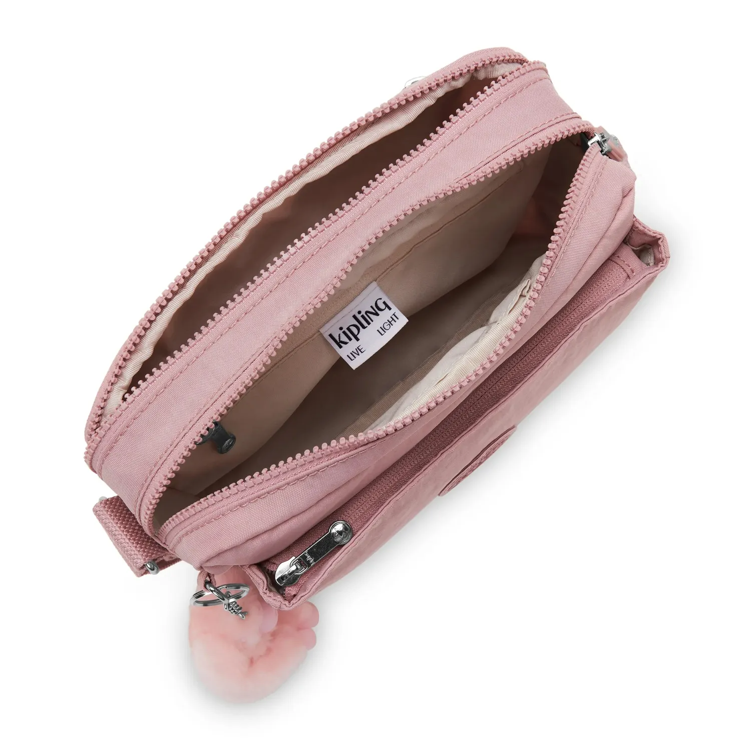 Kipling Abanu M schoudertasje Smoky Blush met binnenvak