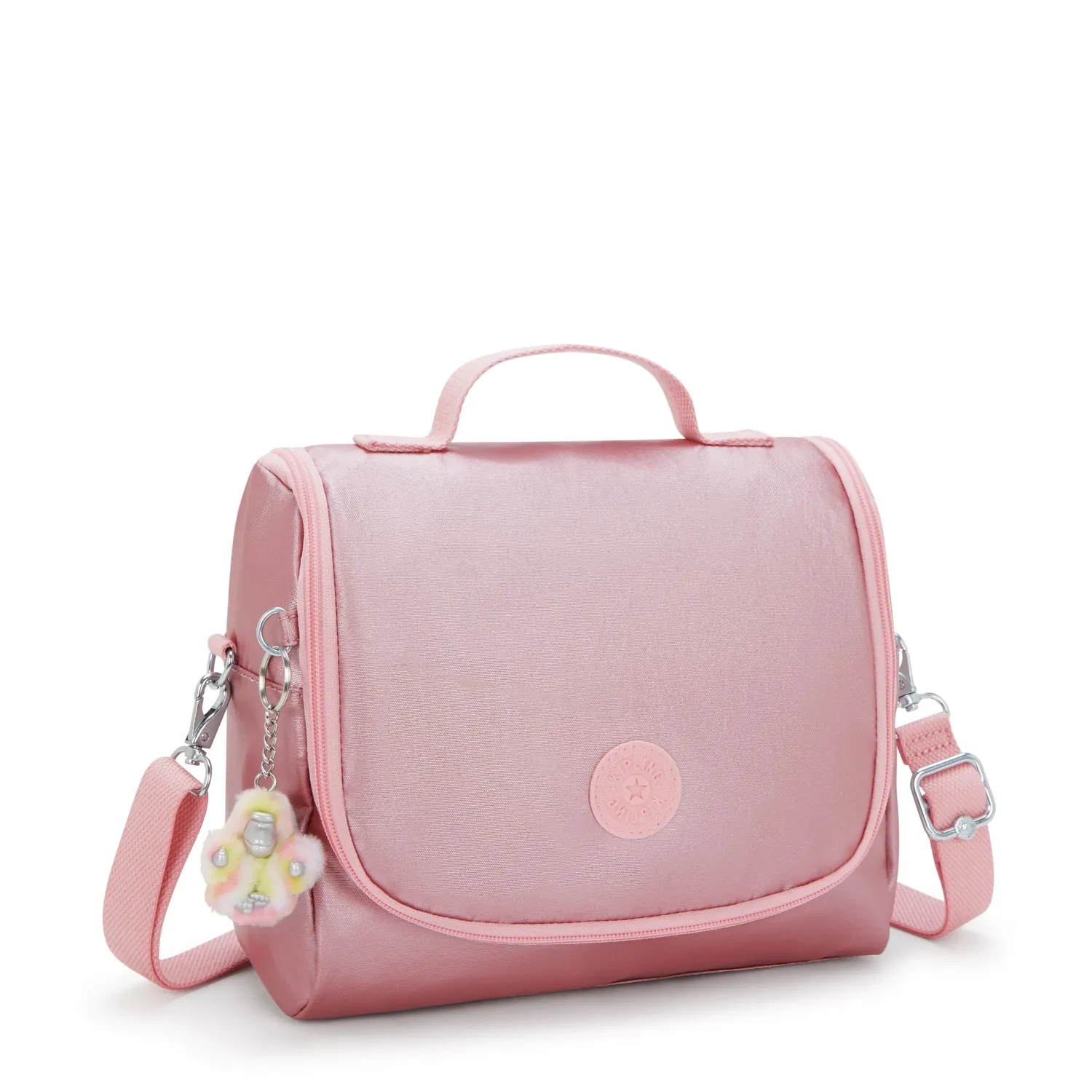 Kipling New Kichirou lunchtas Groot Bronze Pink Metallic trolleybevestiging