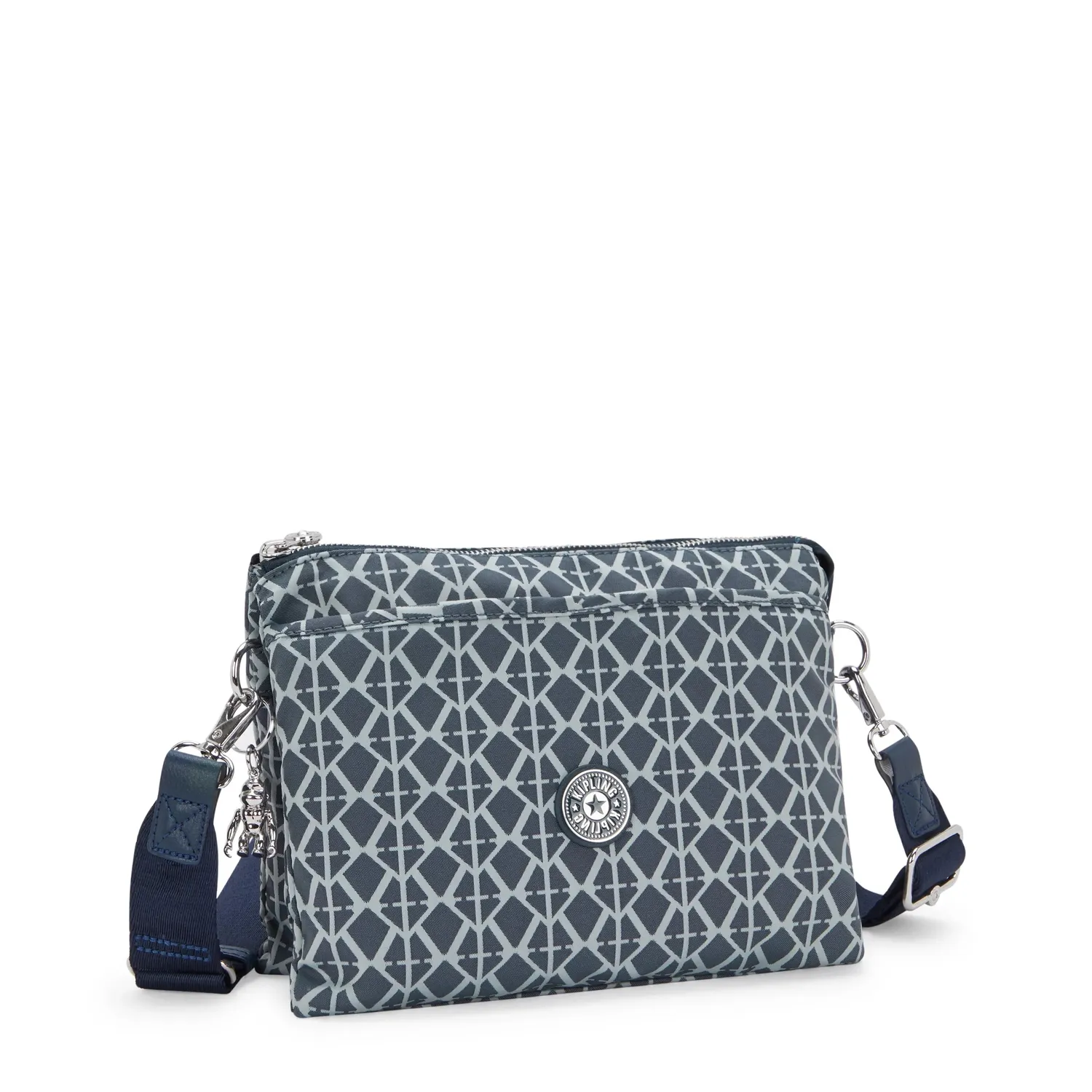 Kipling Riri L crossbodytas Navy Sign Jacquard medium verstelbaar