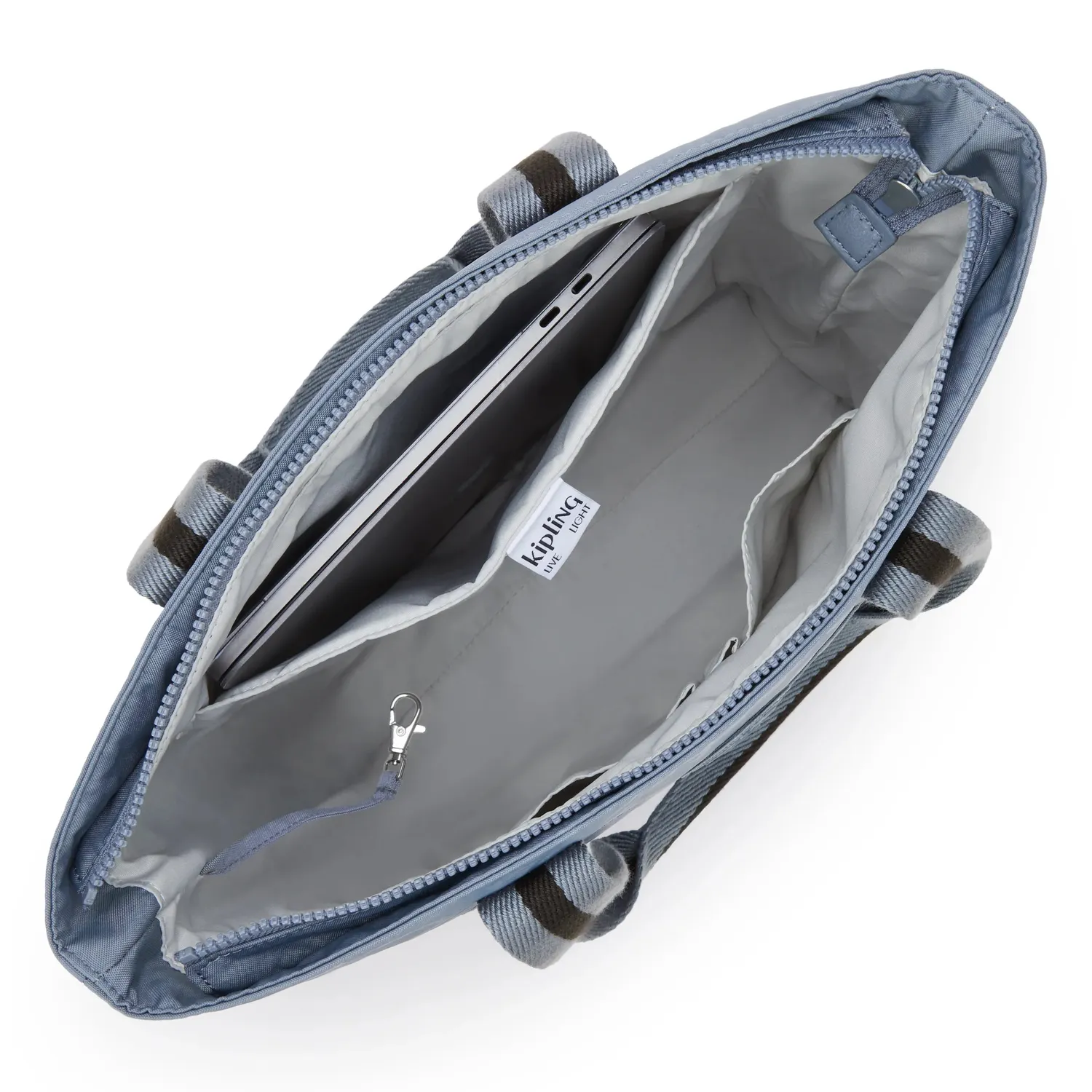 Kipling Hanifa handtas groot Blue Stone laptopvak 15 inch