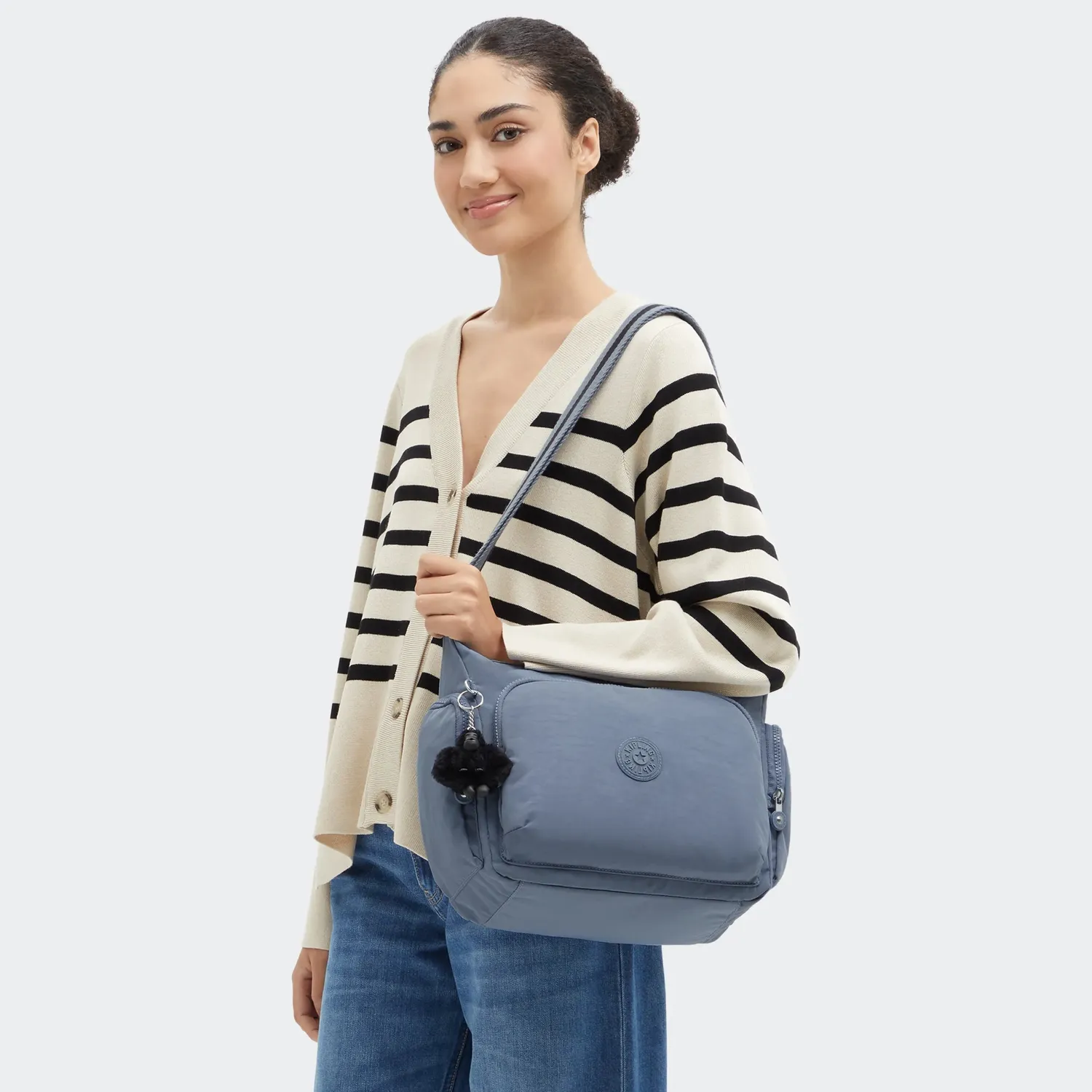 Kipling Gabb crossbody tas Blue Stone groot sleutelkoord