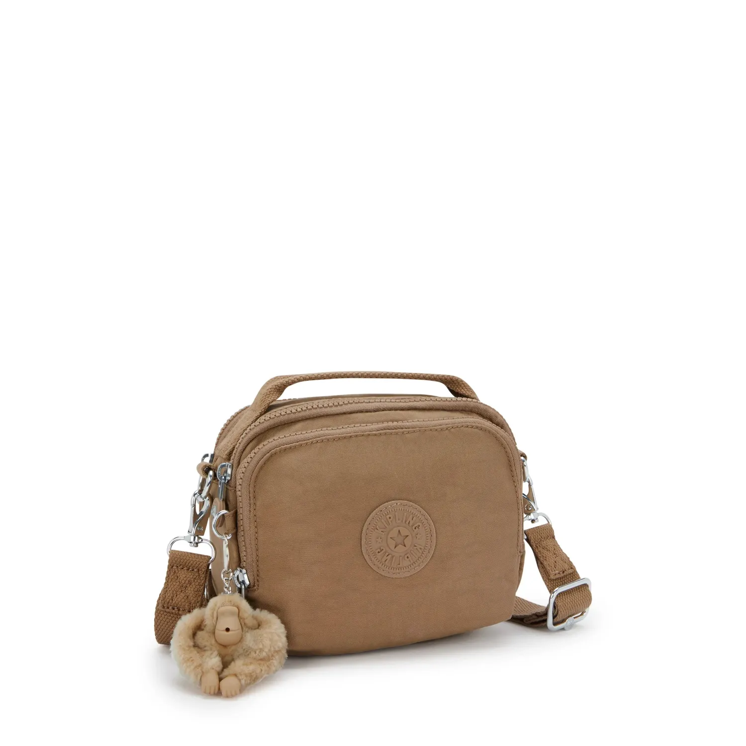 Kipling Cahir crossbody klein Early Tan met voorvak