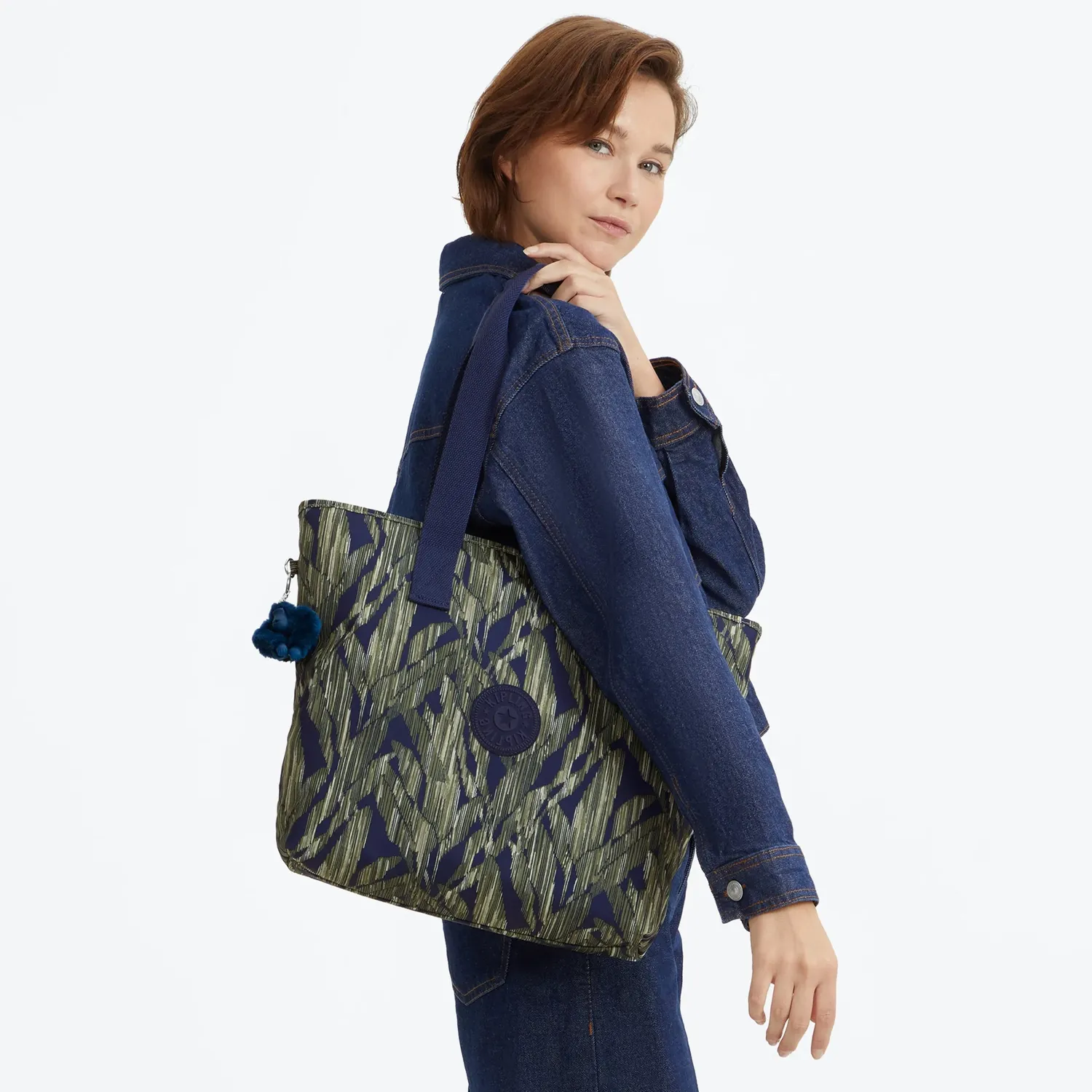 Kipling Anina shopper Striped Grasses medium met buideltasje