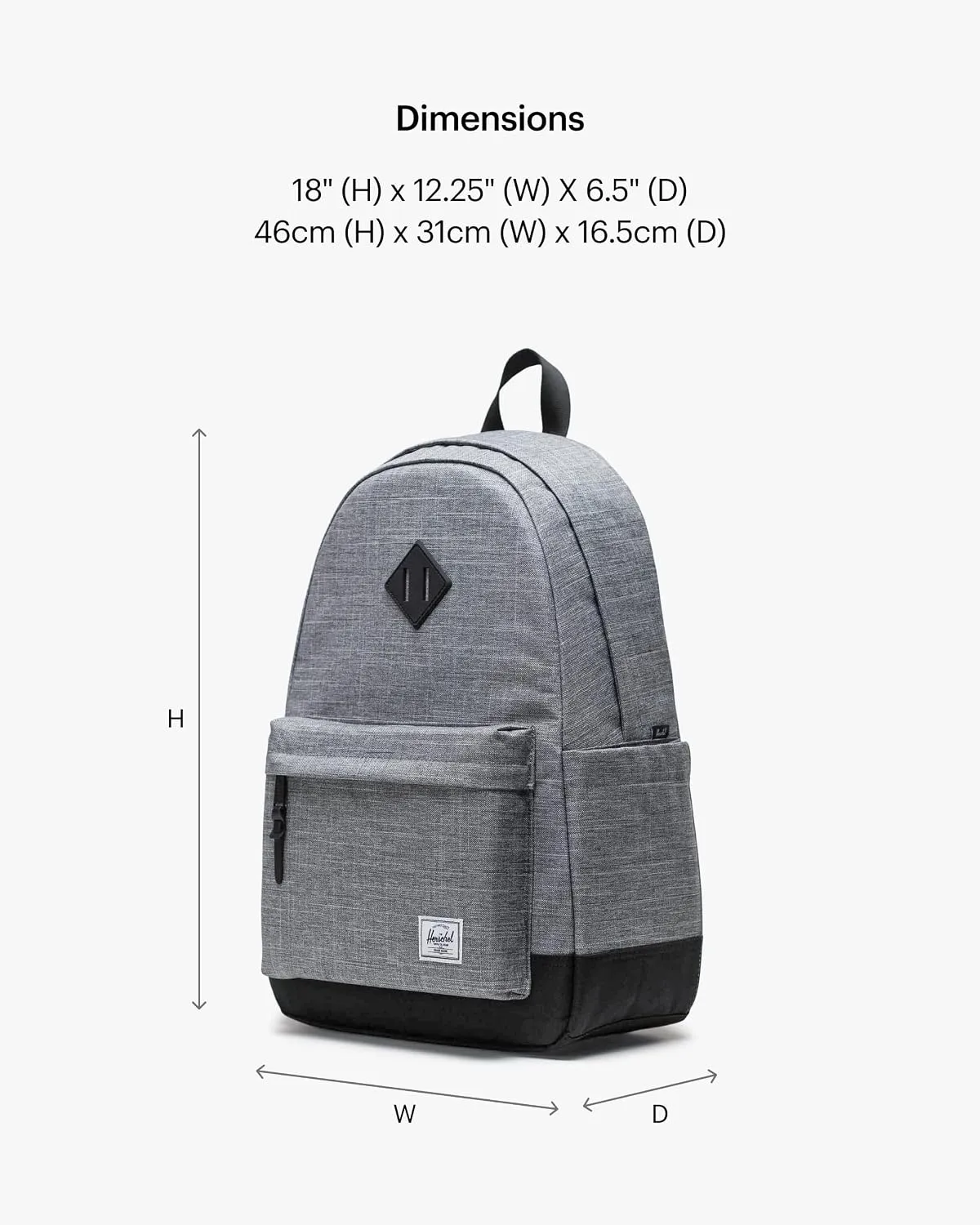 Herschel Heritage rugzak Raven Crosshatch canvas
