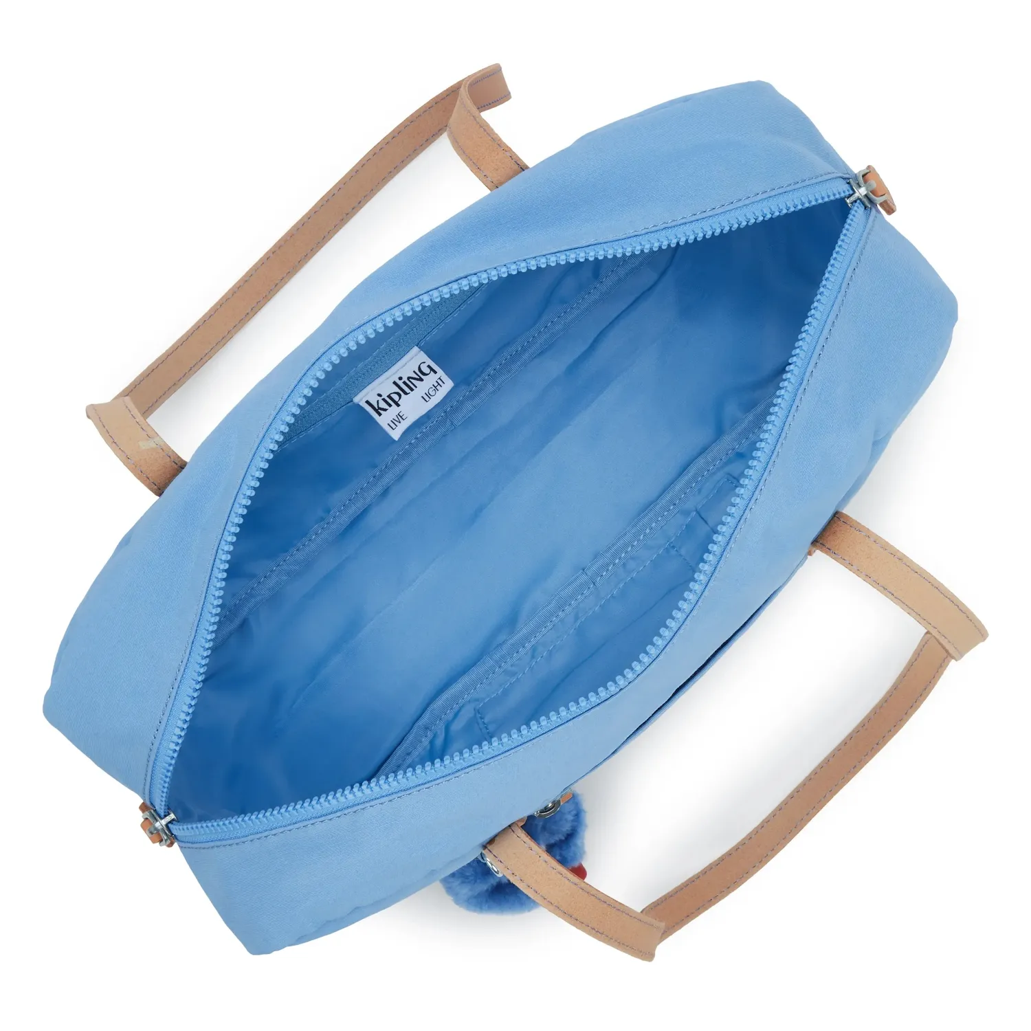 Kipling Naira schoudertas Cotton Air Blue Klein met ritsvakken