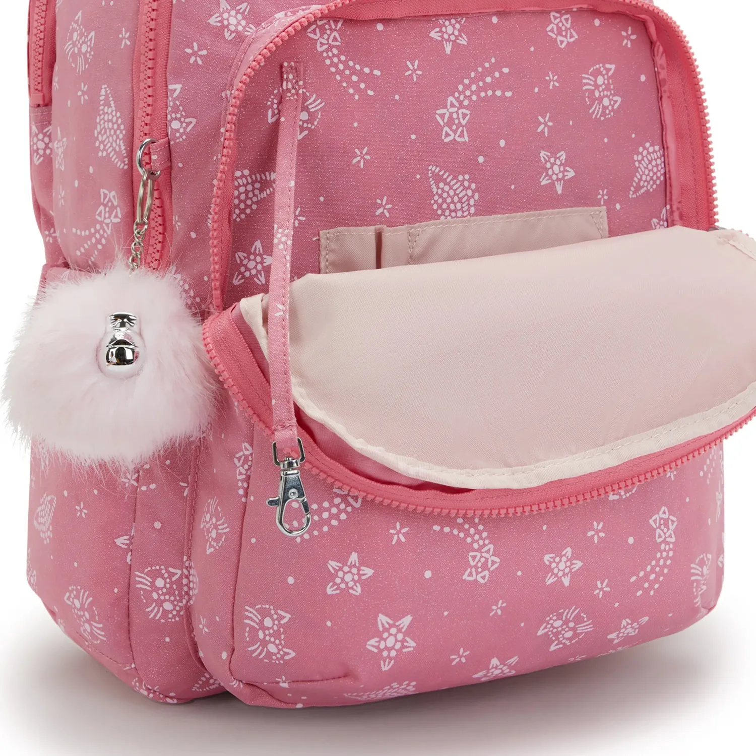 Kipling Seoul Lap rugzak Glitter Cats Groot 15 inch