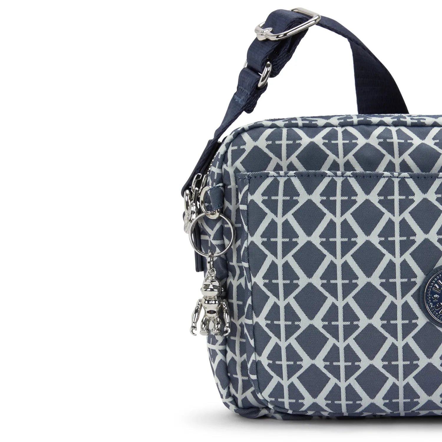 Kipling Abanu M schoudertas Medium Navy Sign Jacquard