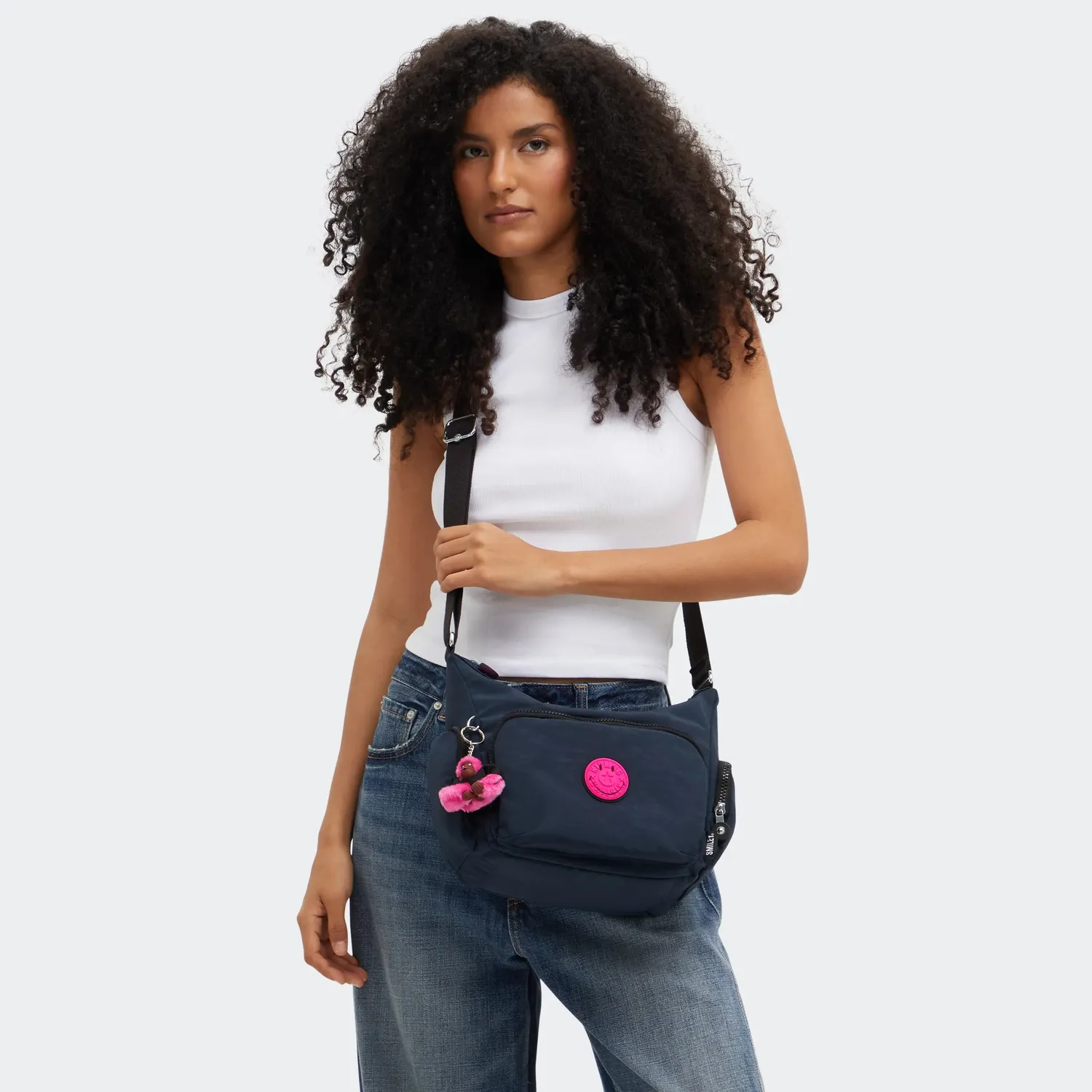 Kipling Gabb S crossbodytas Pink Fun Blue medium Smiley
