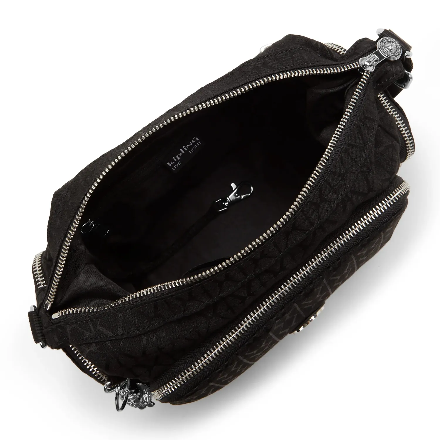 Kipling Gabb S crossbody tas Medium Noir Sign Jq met trekkoordvak