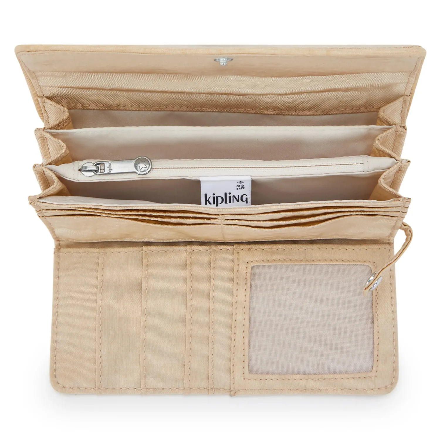 Kipling Money Land portemonnee Groot Sparkled Beige RFID
