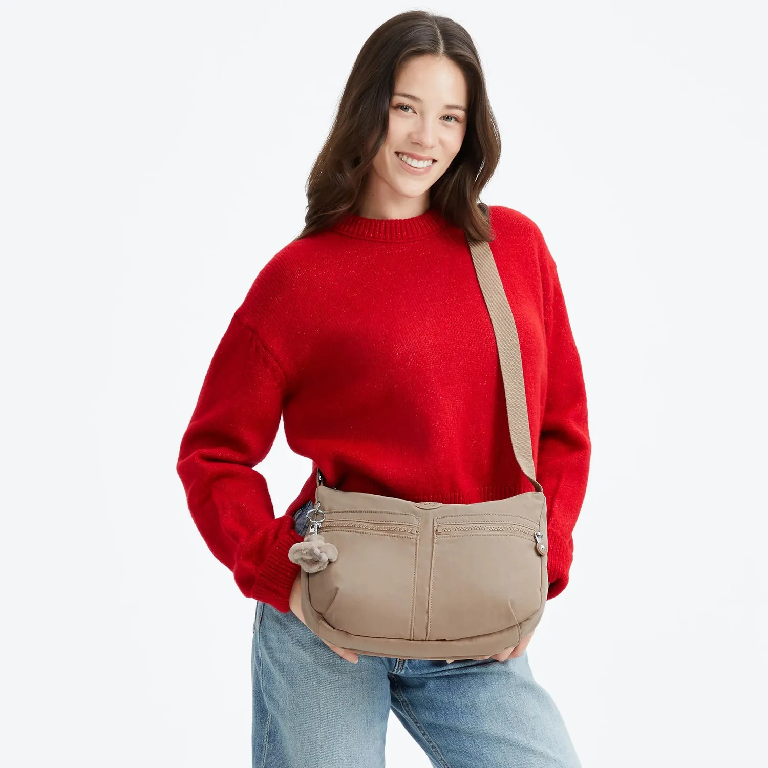 Kipling Izellah schoudertas Tan Beige Medium waterafstotend