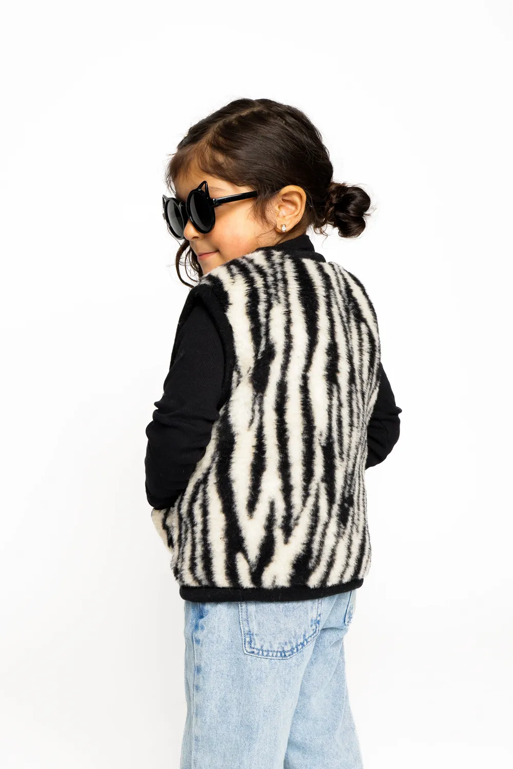 LOVE FOR CHILDRENN Bodywarmer kind zebra merinowol