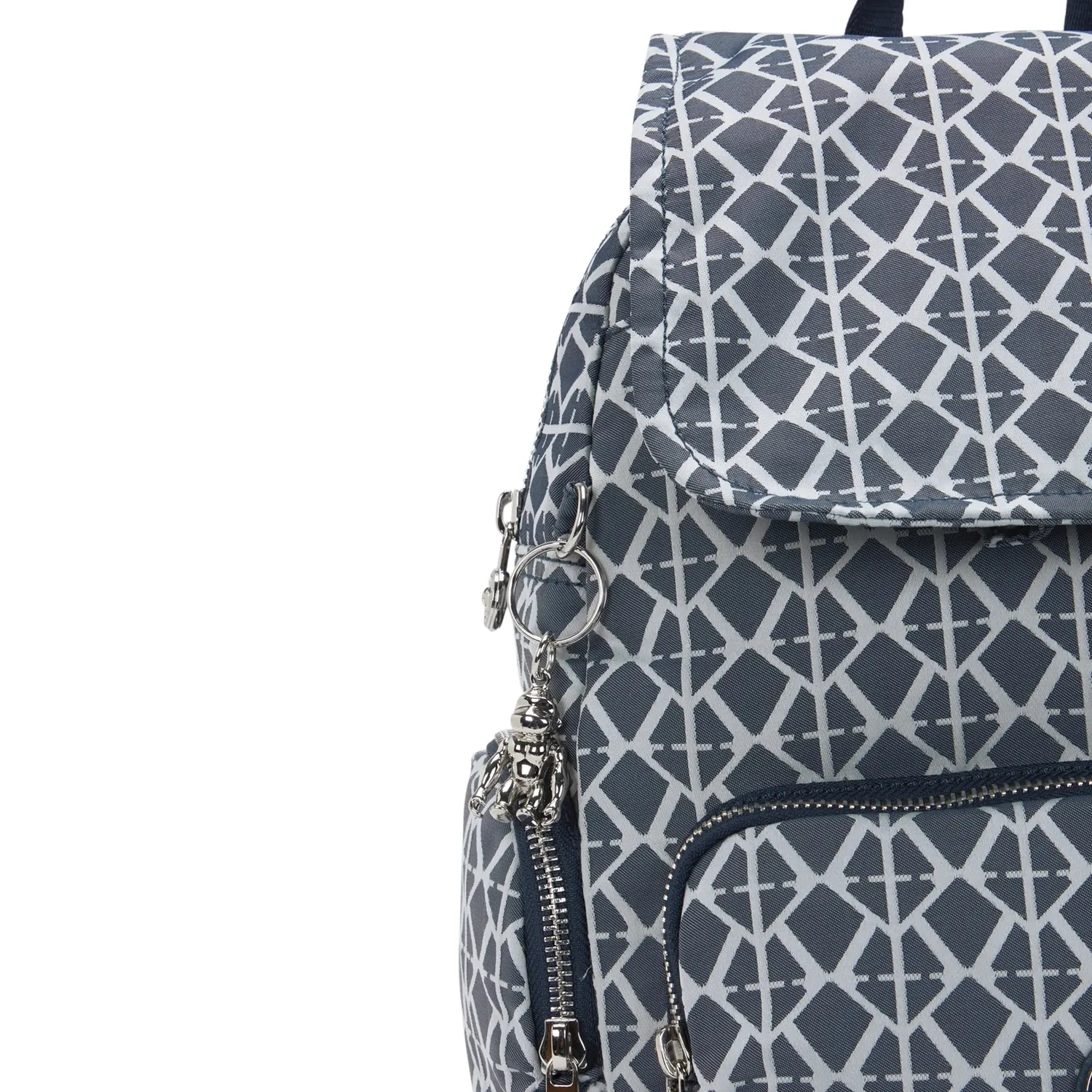 Kipling City Zip S rugzak Navy Sign Jacquard klein geweven