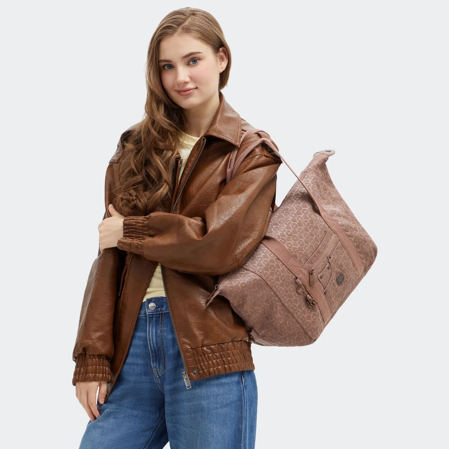 Kipling Casual Art draagtas Medium sign brown corduroy A4
