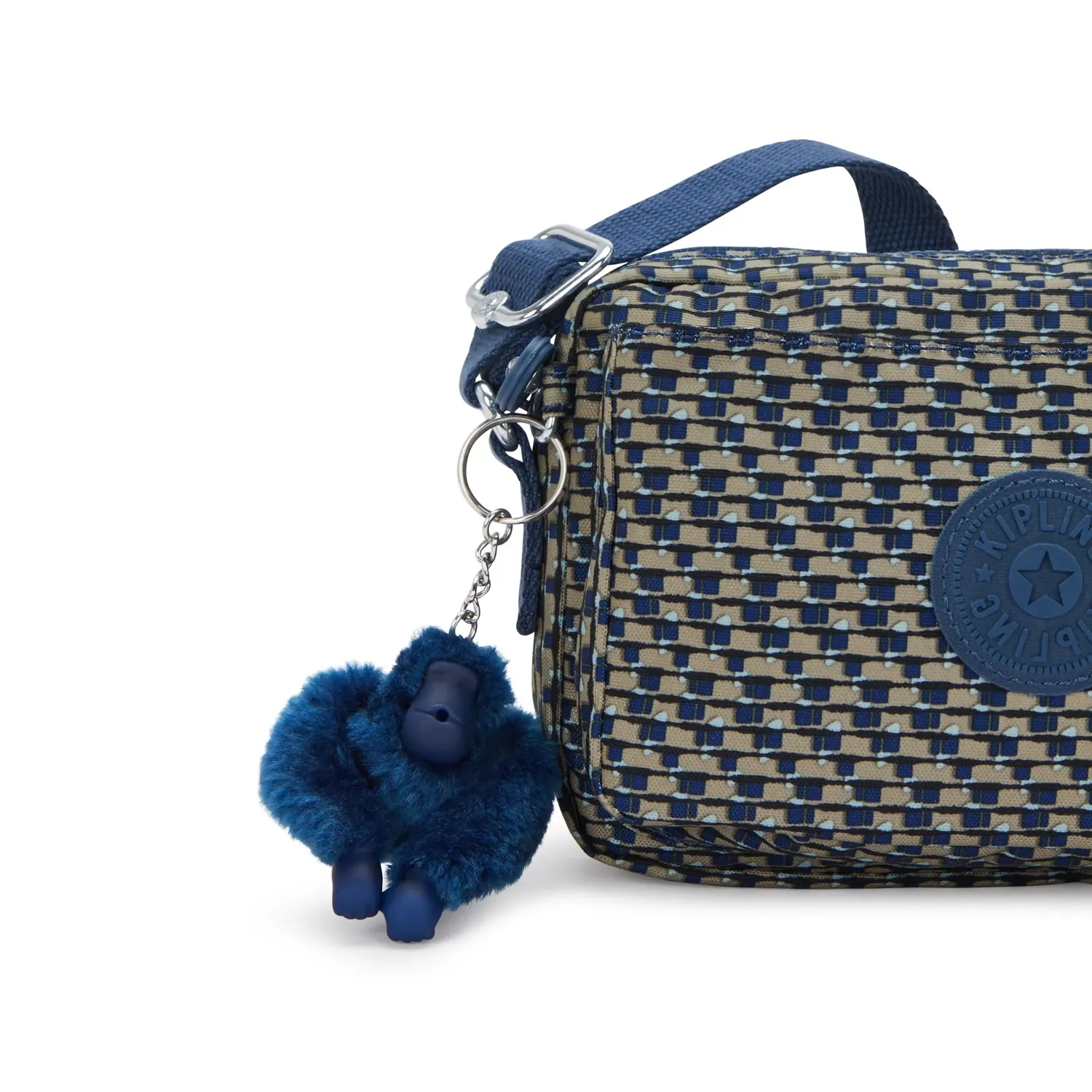 Kipling Abanu crossbody tas klein Blue on Wire met ritsvakken
