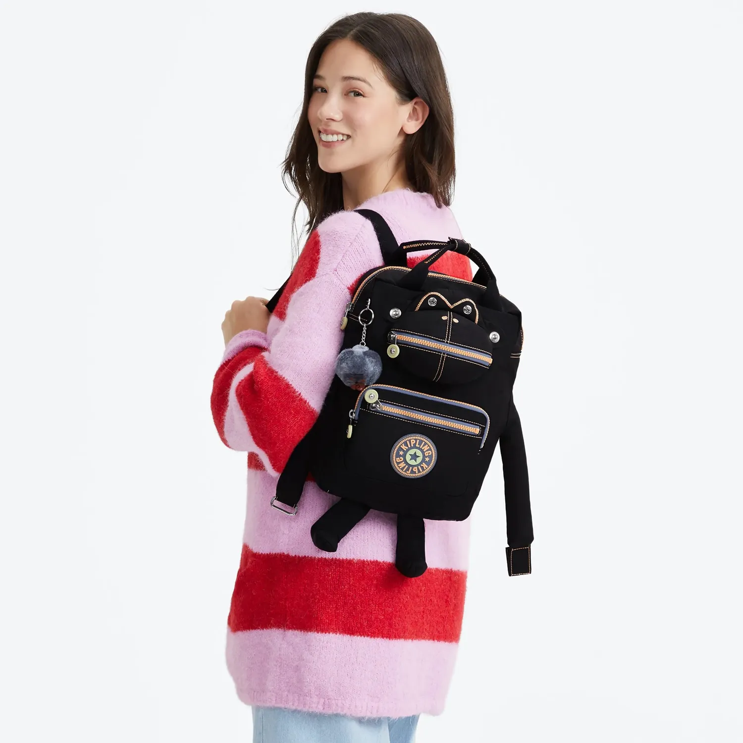 Kipling Jane Energy rugzak Energy Black met vakken